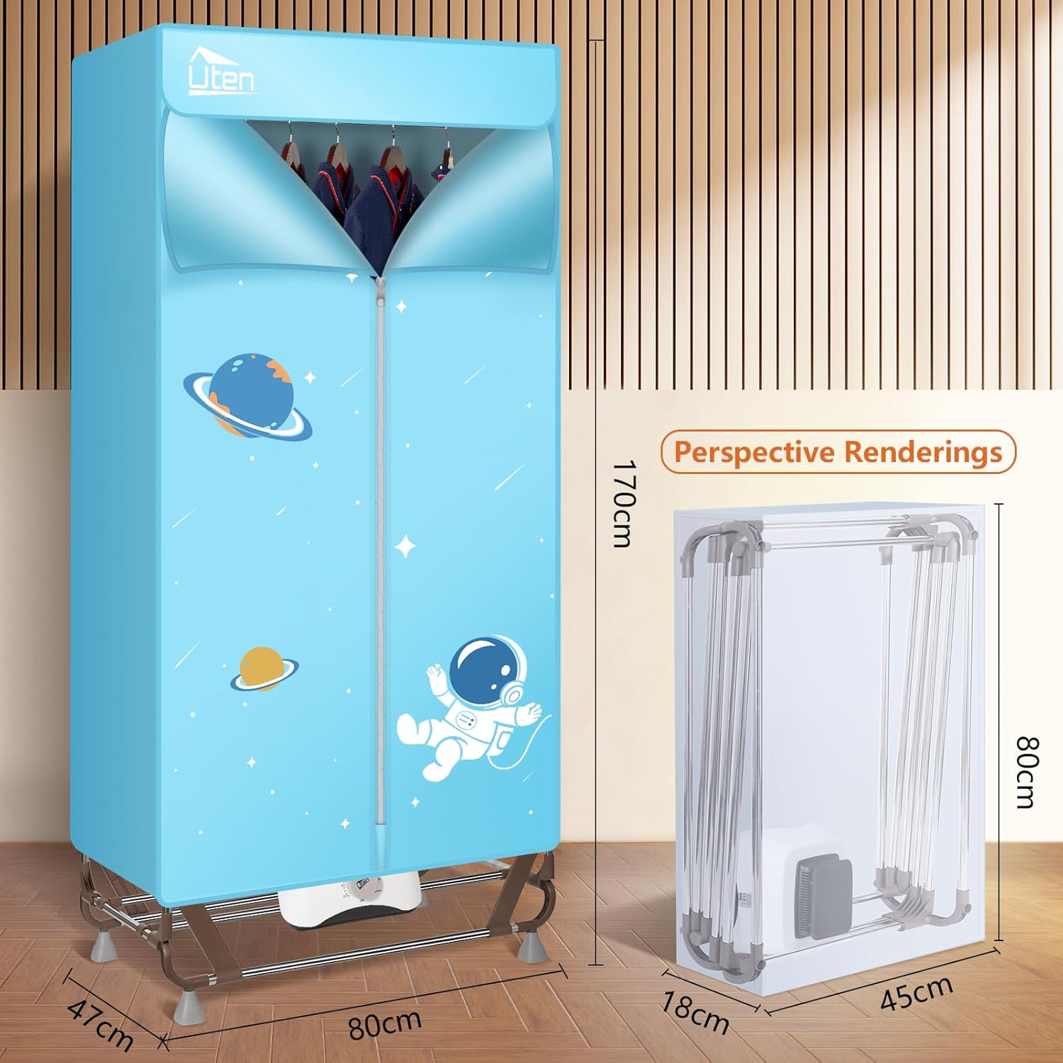 Séchoir électrique pliable - 15kg - 1500W séchage rapide, rangement compact