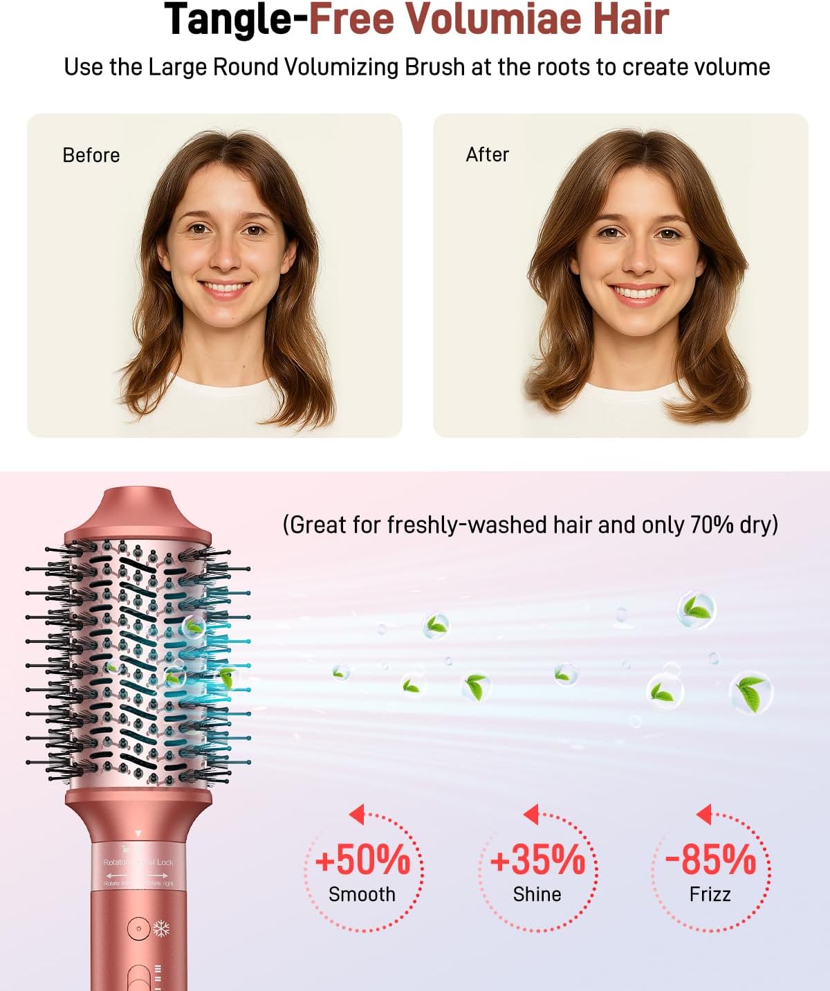 Sèche-cheveux 5 en 1 - air styler, séchage rapide, anti-frisottis, lissage, rangement