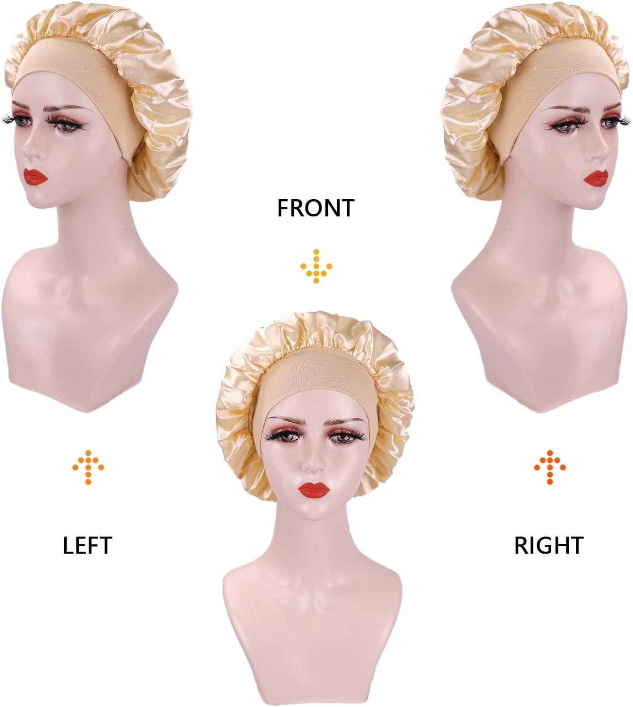 Bonnet satin femme - lot de 2 - protection nuit cheveux, réglable