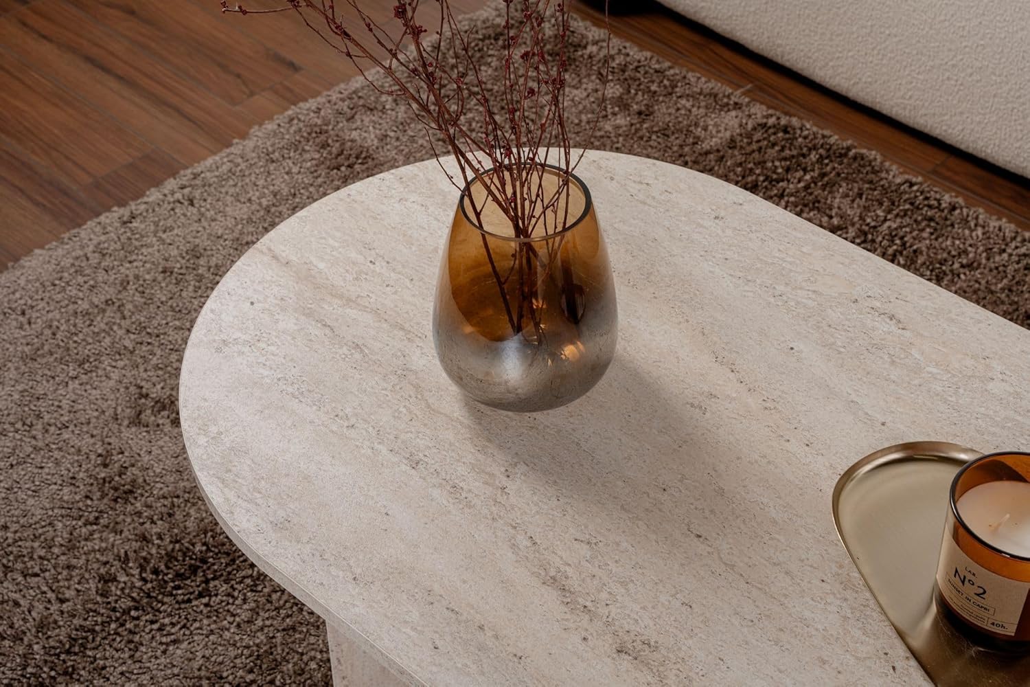 Hanah Home - Élégante table à café - 119x39,8x60 cm - mélamine 18mm, design marbre