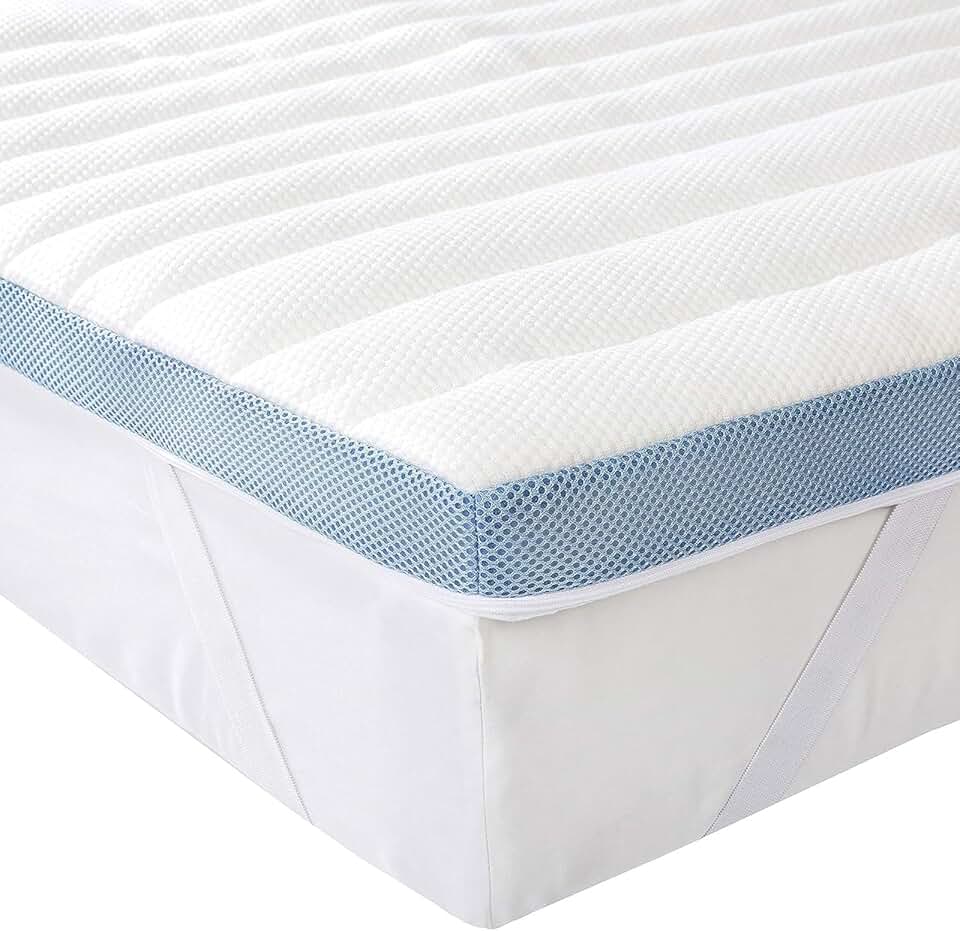 maxi-dealzz Basics - Surmatelas mousse mémoire - 140x190x5 cm - sangles robustes