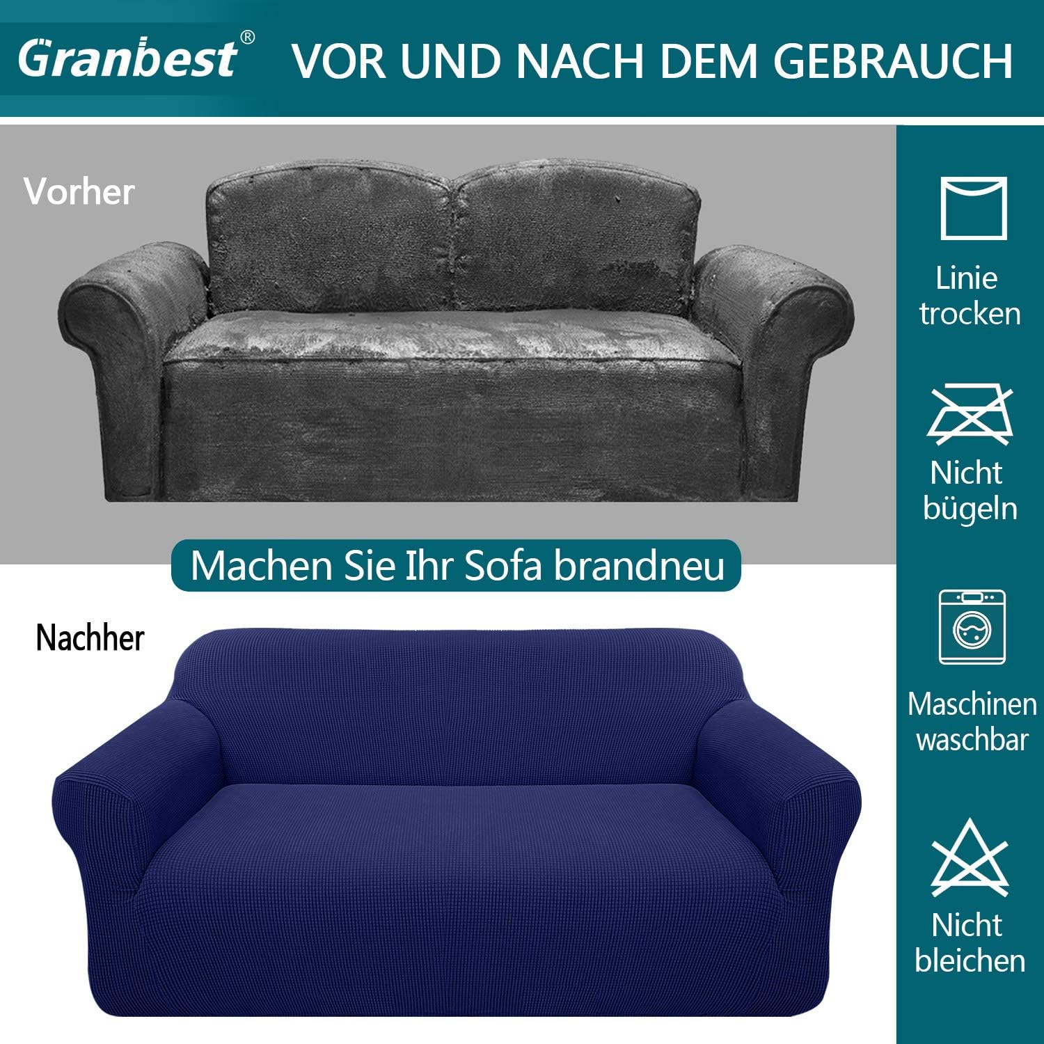 Granbest - housse canapé jacquard extensible - salon - protection animaux