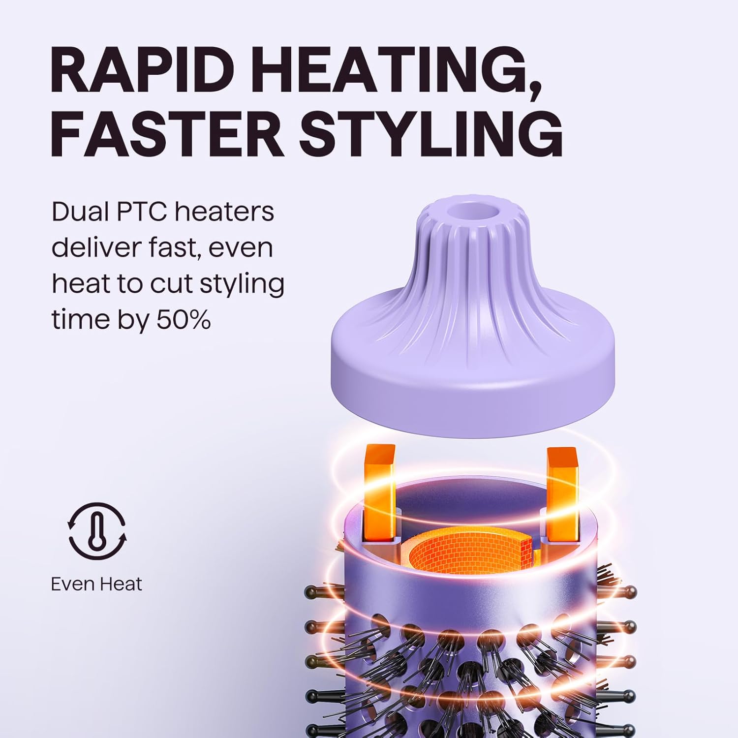 Wavytalk - Blowout Boost - 38mm - Brosse thermique ionique, 5 températures, double tension, violet