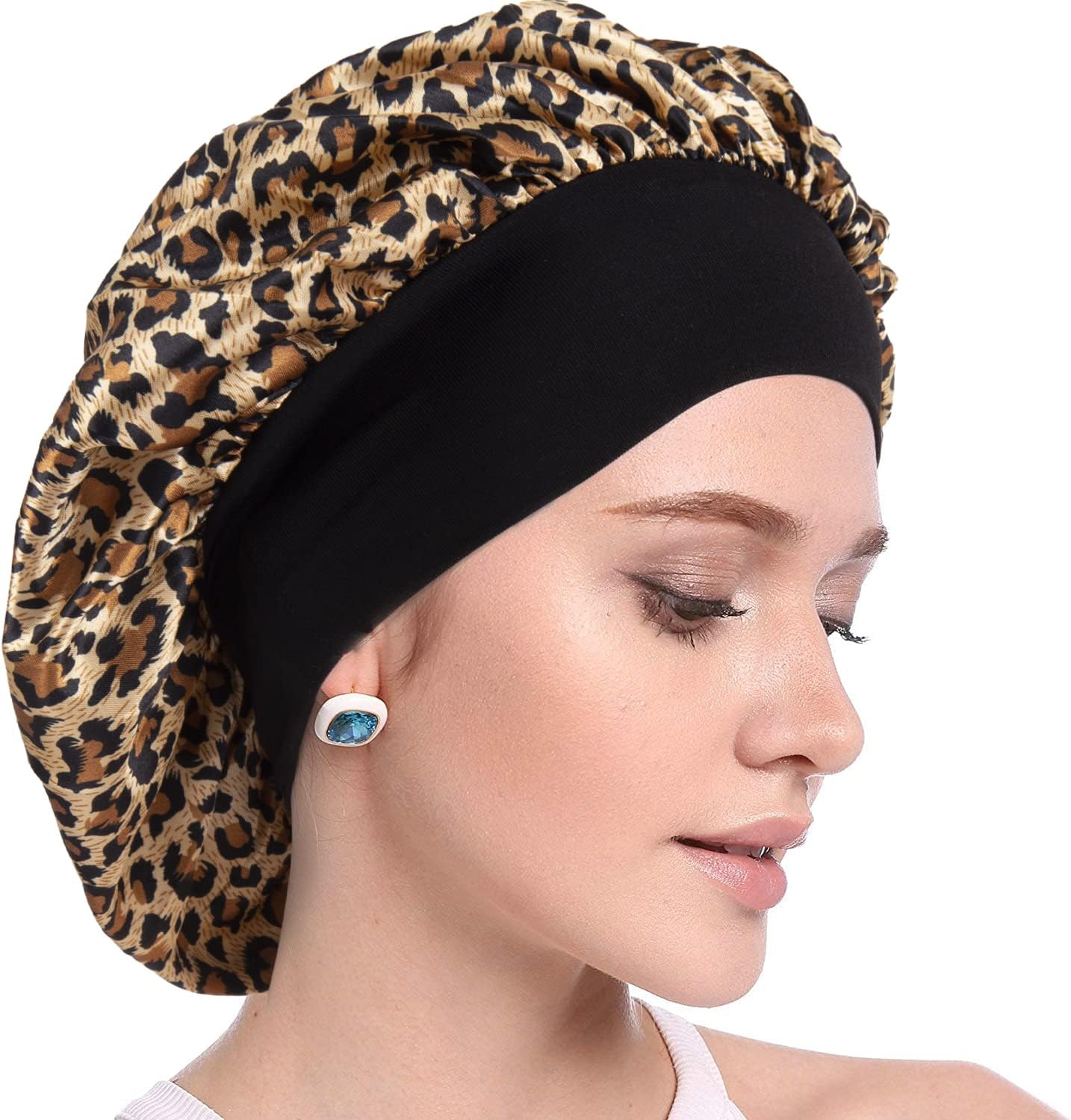 Bonnet satin cheveux nuit femme - lot de 2 - soie douce protectrice