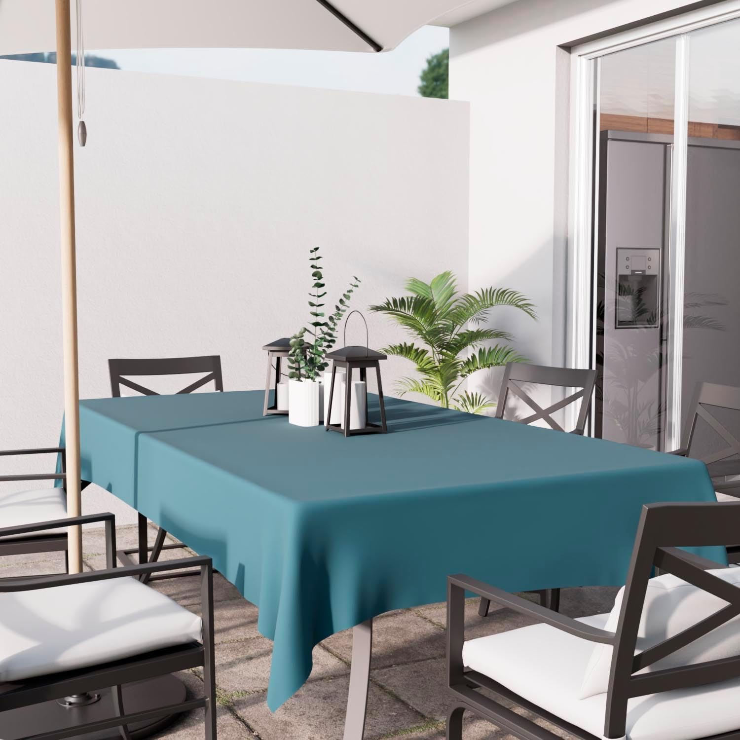 Soleil d'Ocre - Alix Nappe Rectangle, 140x240 cm, polyester anti-taches, bleu céladon