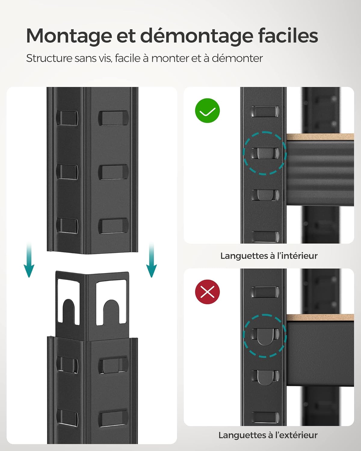 SONGMICS - lot de 2 étagères 37x37x150cm, 400kg, planches réglables, style industriel GLR037B12