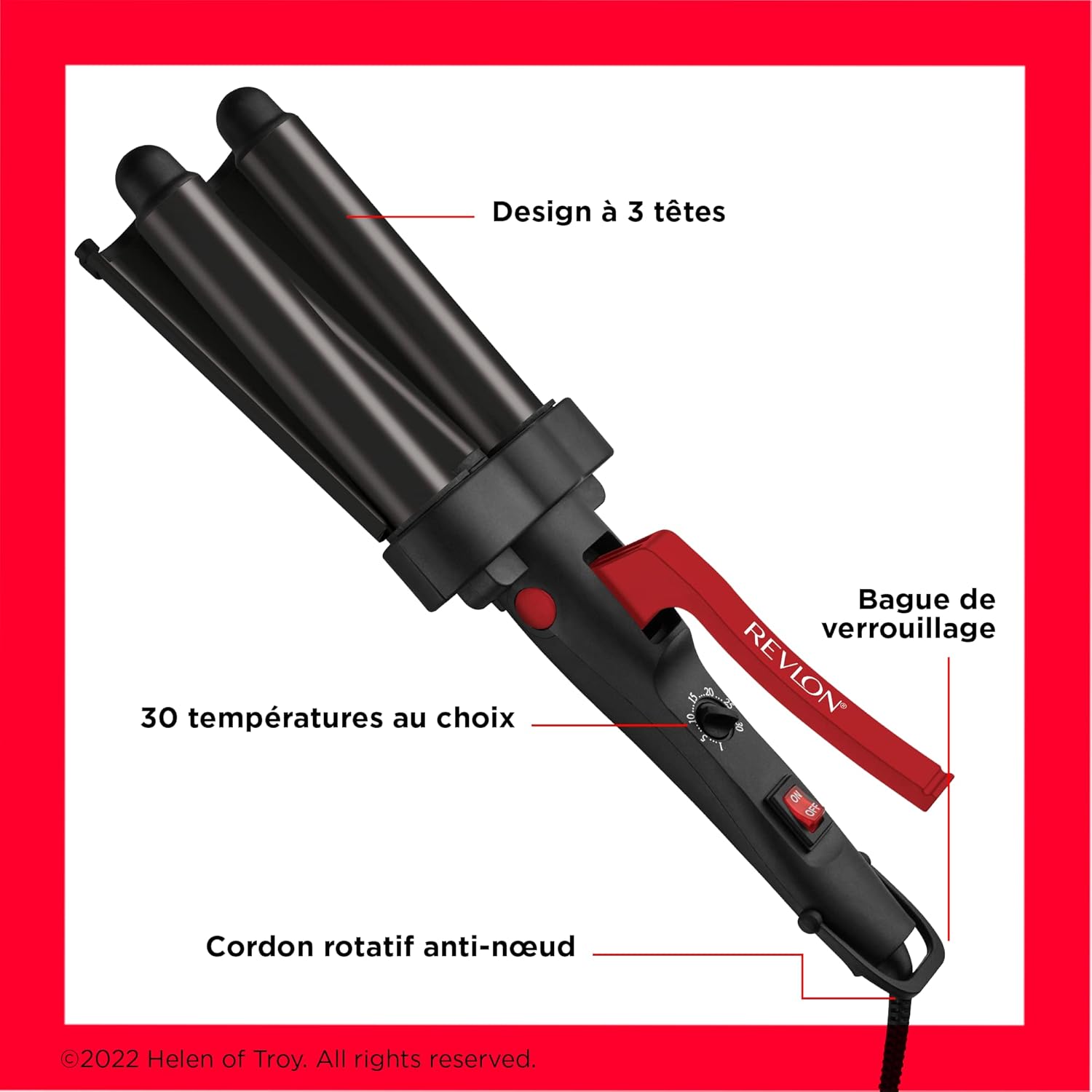 Revlon - Wave Master Jumbo - triple cylindre - céramique, 190°C, 30 réglages - RVIR3056UKE