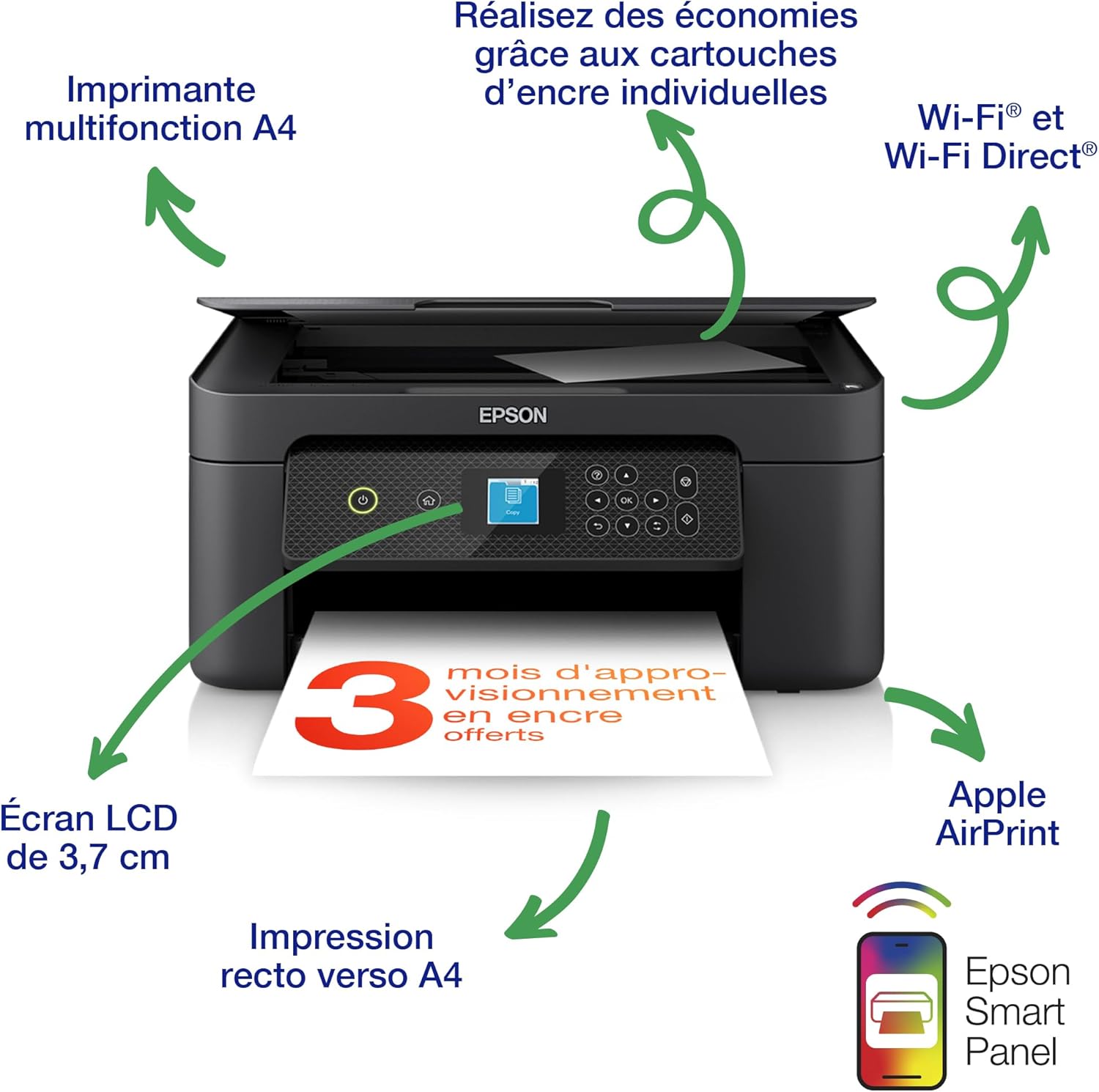 Epson - Expression XP-3200 - A4 - Jet d'encre multifonction, 3 mois d’encre offerts