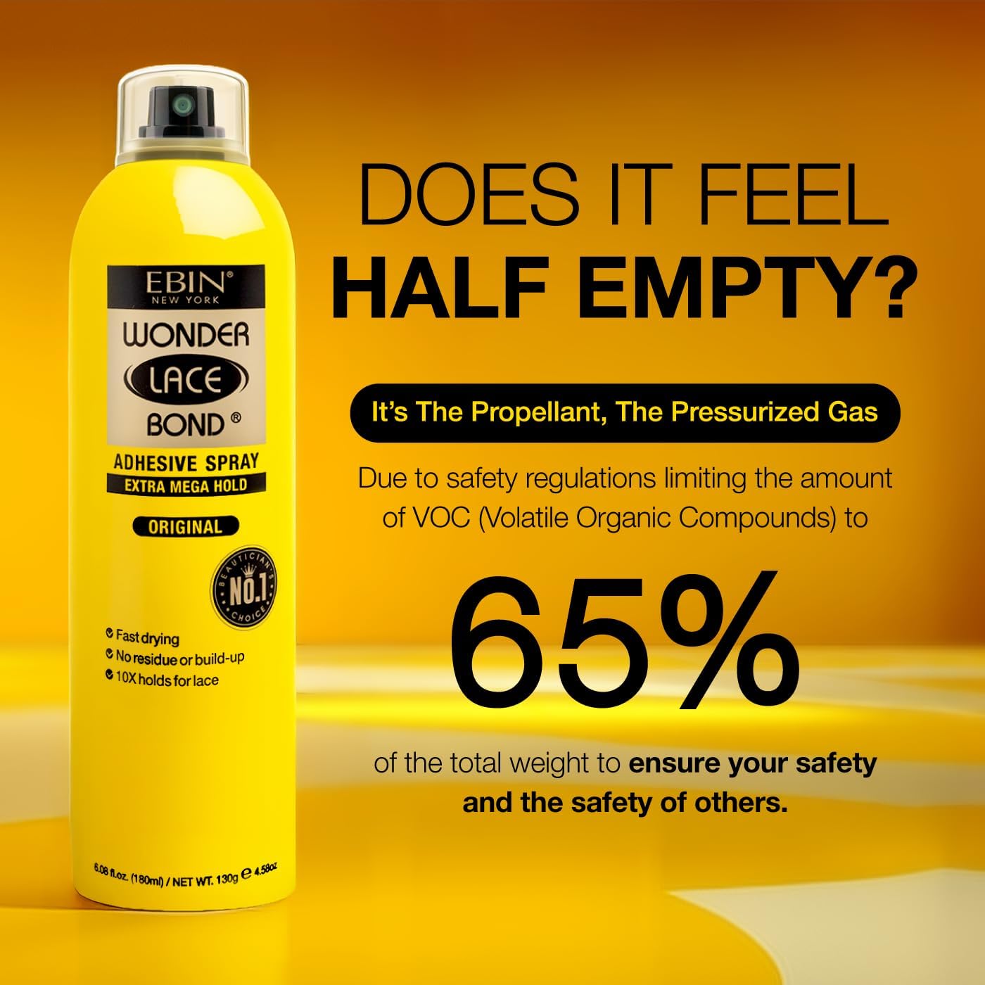 Ebin - Wonder Lace Bond Spray - 180ml - adhésif méga ferme