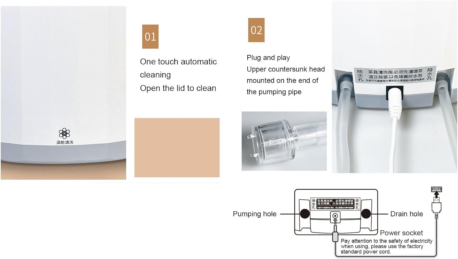 Lave-vaisselle portable compact - réservoir 4L - nettoyage turbo, rinçage 360°, porte-gobelet