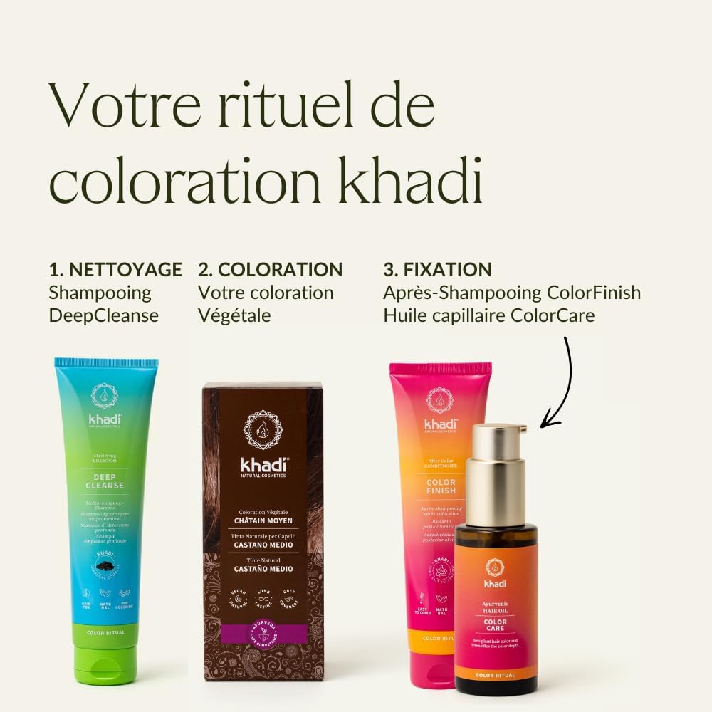 khadi - Coloration végétale Châtain moyen - 100 g - reflets chauds, 100% végétale