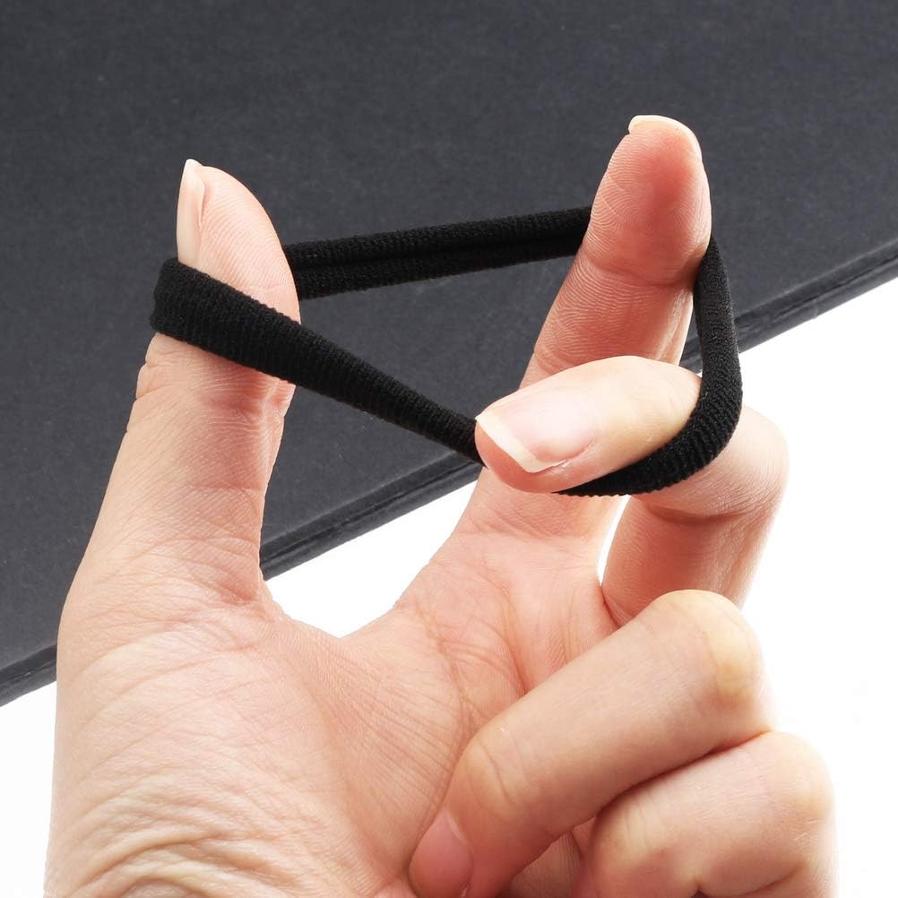 Élastiques cheveux – lot 100 pcs – épais sans couture noir – polyester
