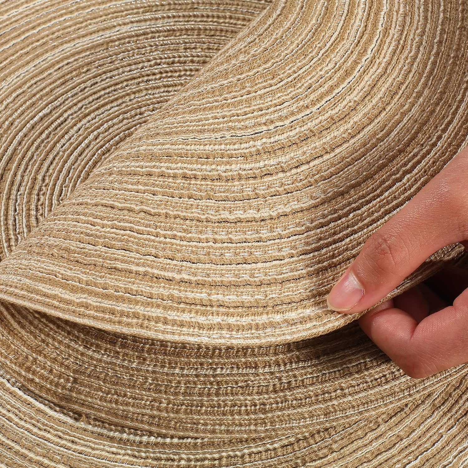 Sets de table ronds - PP tressé, 36cm - lot de 6, lavables, couleur café