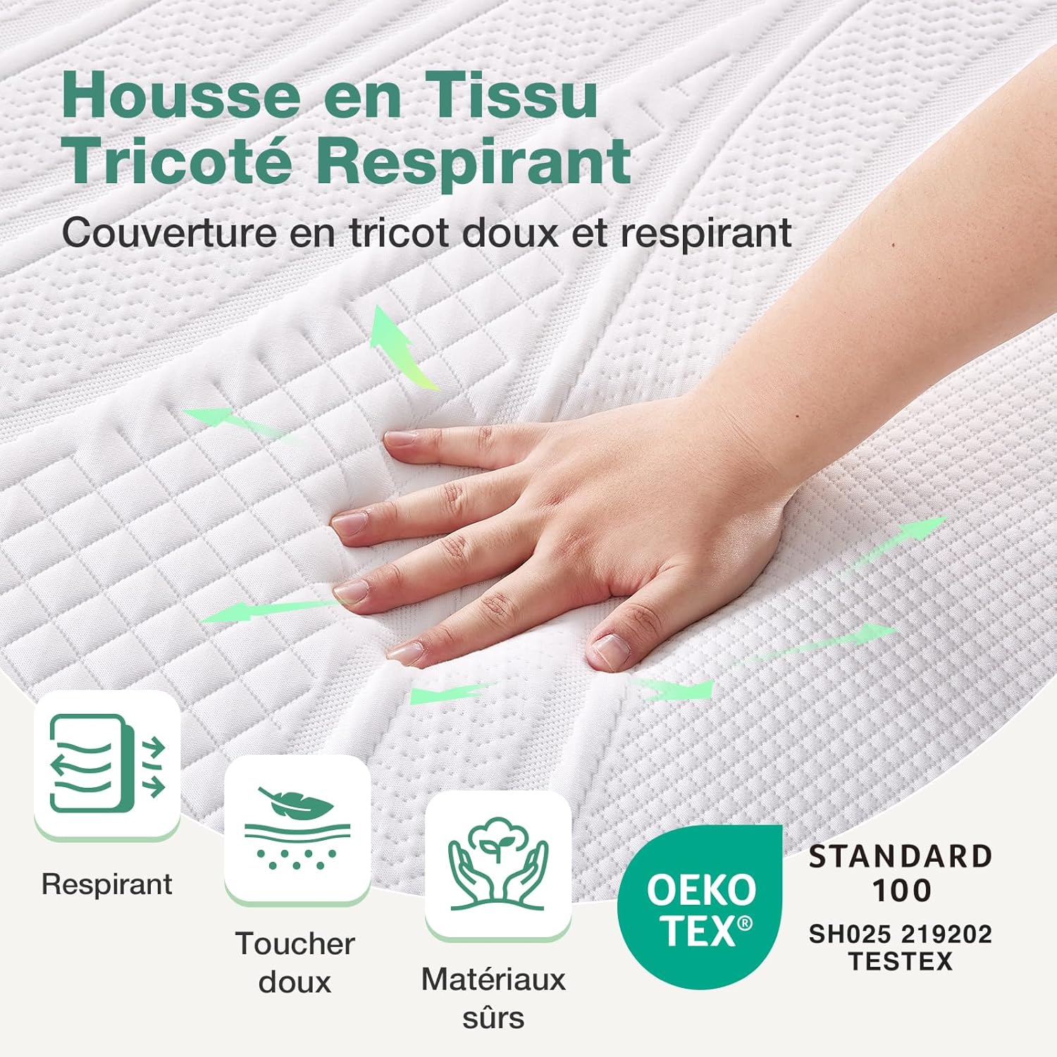 Novilla - Surmatelas Gel Mémoire - 120x200 cm - 5 cm, doux, antidérapant, lavable