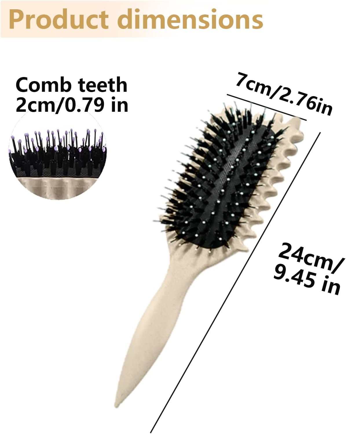 Brosse coiffante - boucles définies - 24cm - modèle beige, anti-frisottis