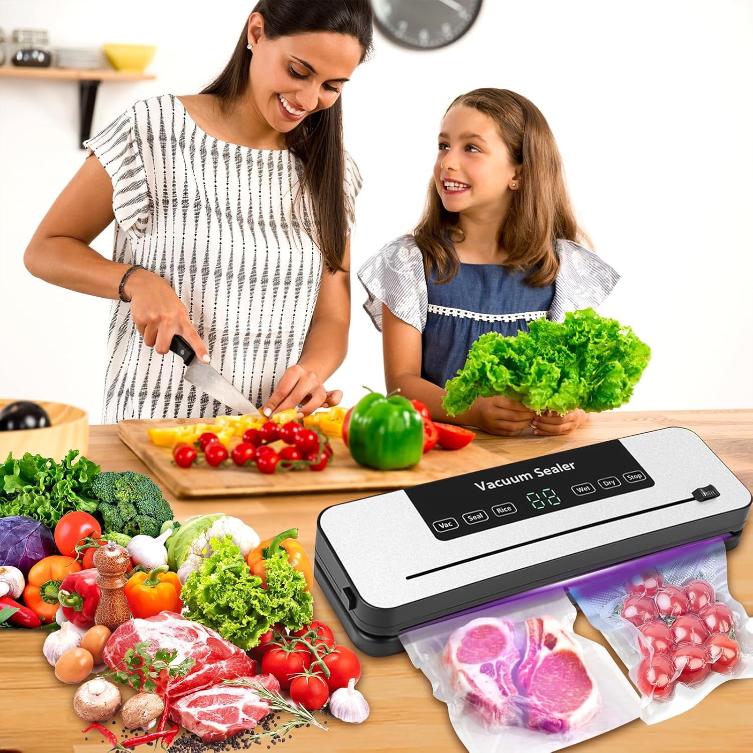 Machine Sous Vide Alimentaire - 6 en 1, 40 sacs inclus, multifonction, accessoire tuyau, pour cuisson et conservation