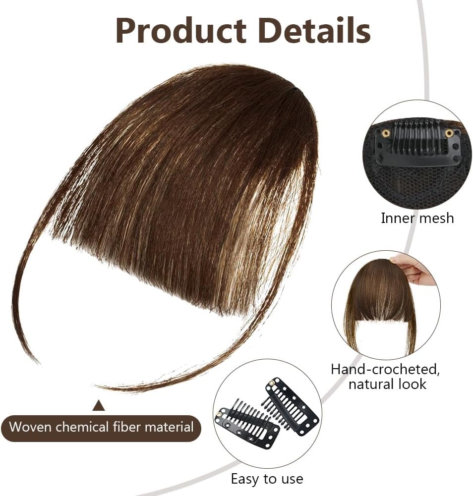 LOPHE - Extension cheveux frange clip - marron clair - pré-coupée, plumes, pour femme