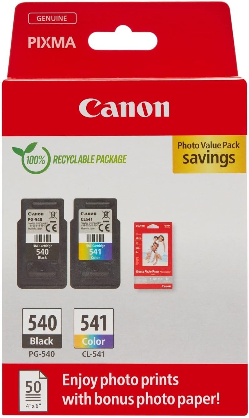Canon - Pack encre & papier photo - 4x6 pouces - 2 cartouches, 50 feuilles - PG-540/CL-541
