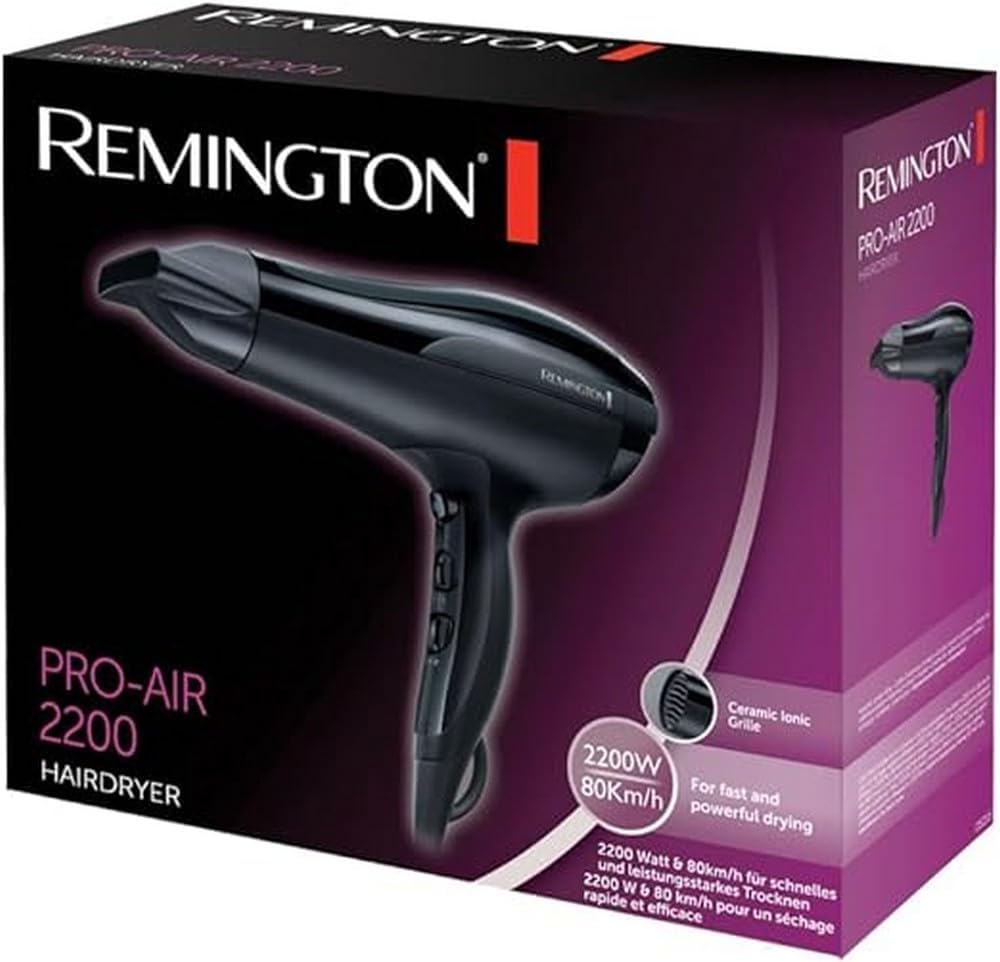 Remington - sèche-cheveux Pro-Air - 2200W - ionique, céramique, 3 températures, séchage rapide, D5210