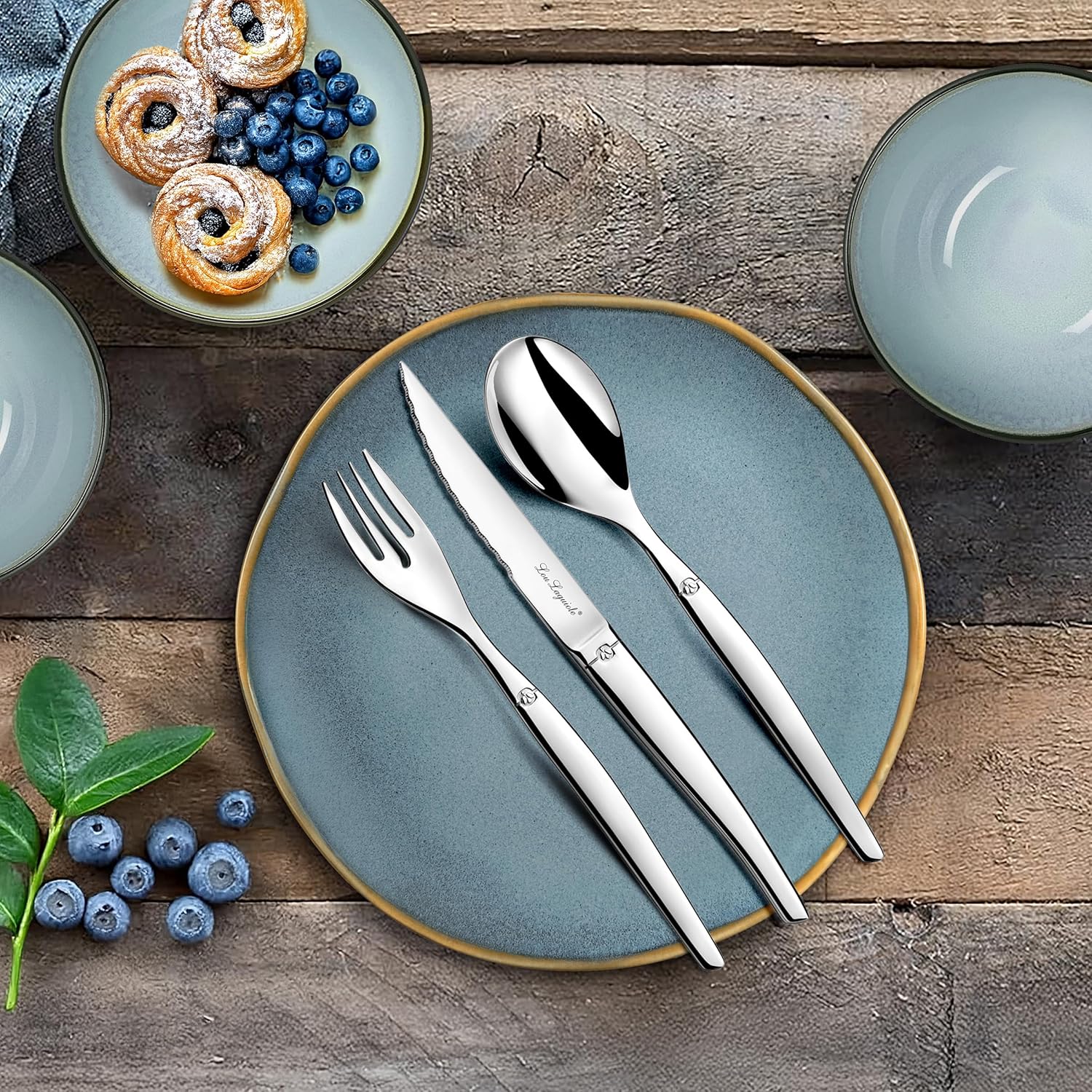 Lou Laguiole - Jet - 50 couverts pour 12 personnes inox brillant