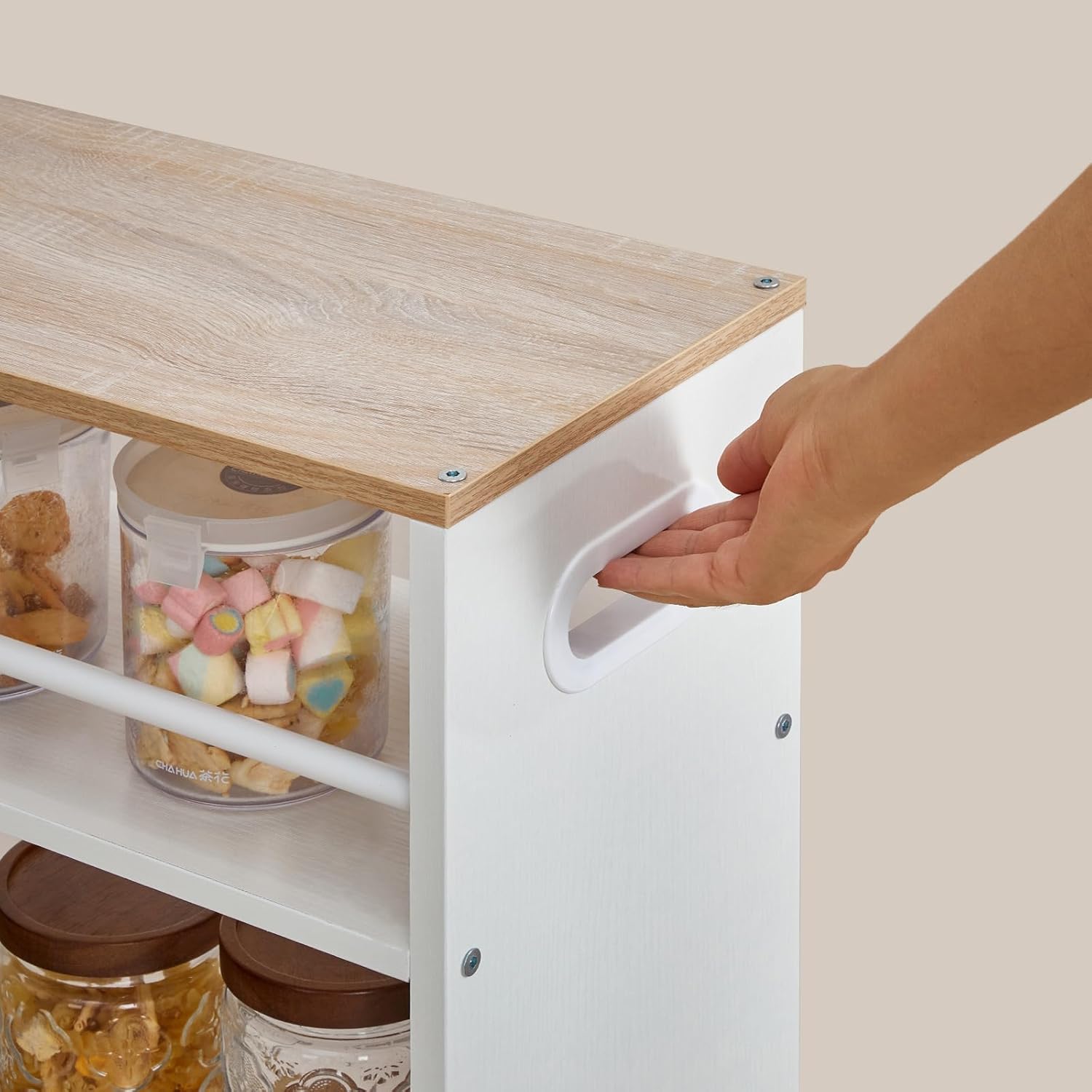 HOOBRO - desserte 4 niveaux, poignée, roulettes, freins, bords, EWN22TC01