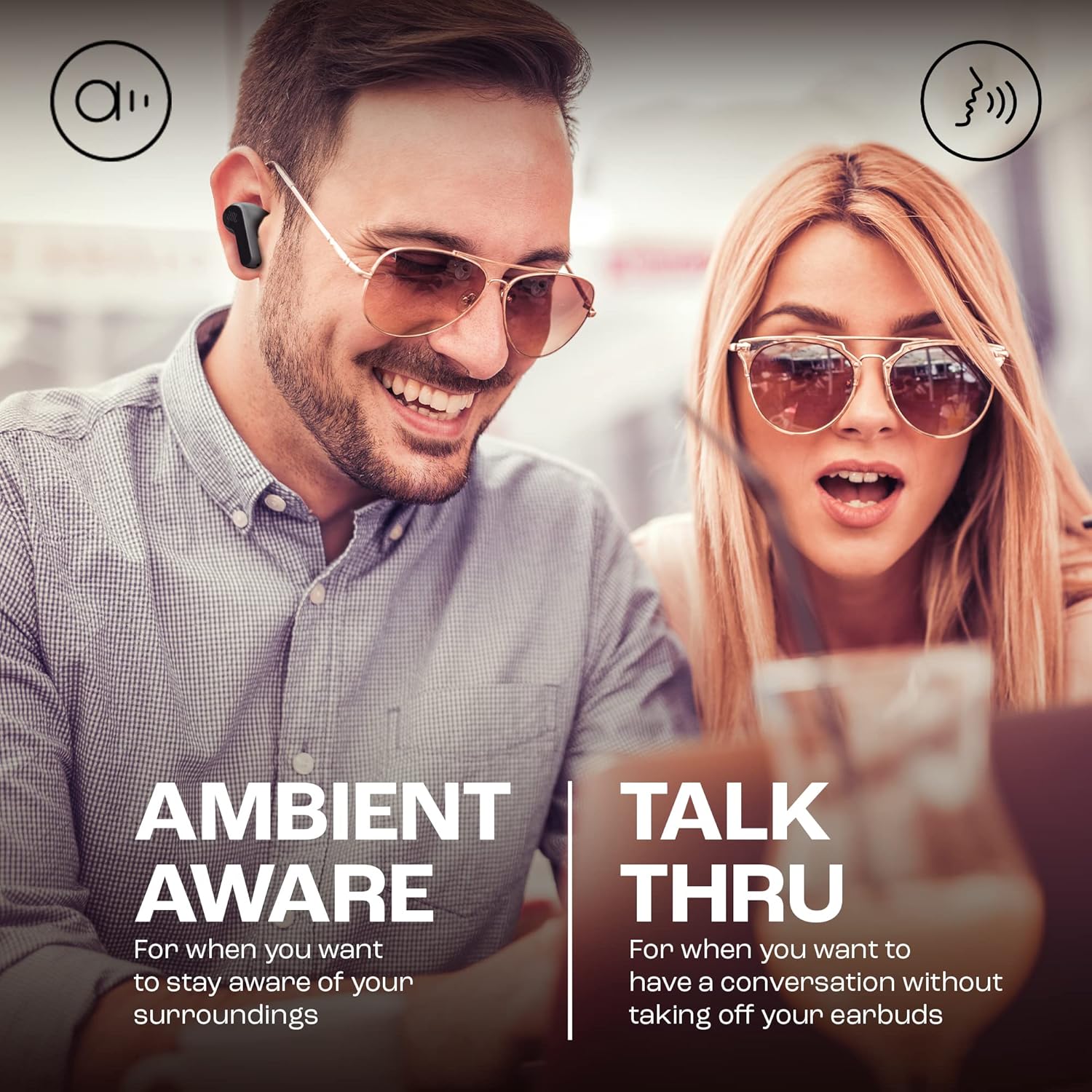 JBL - Wave Beam - Intra-auriculaires sans fil - 32h, IP54/IPX2, mains libres