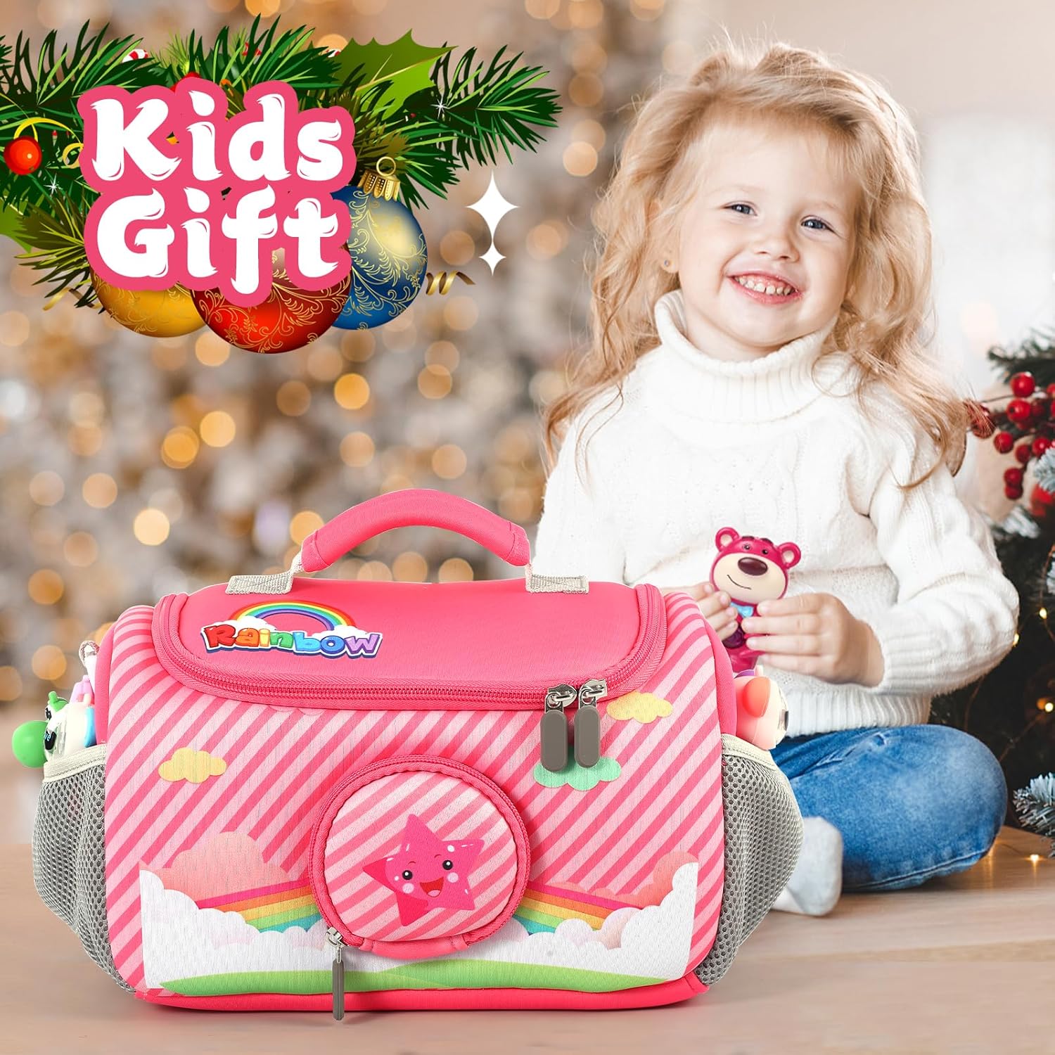 Étui de transport Toniebox - organiseur sac rose - compartiments accessoires - kit de démarrage 1&2