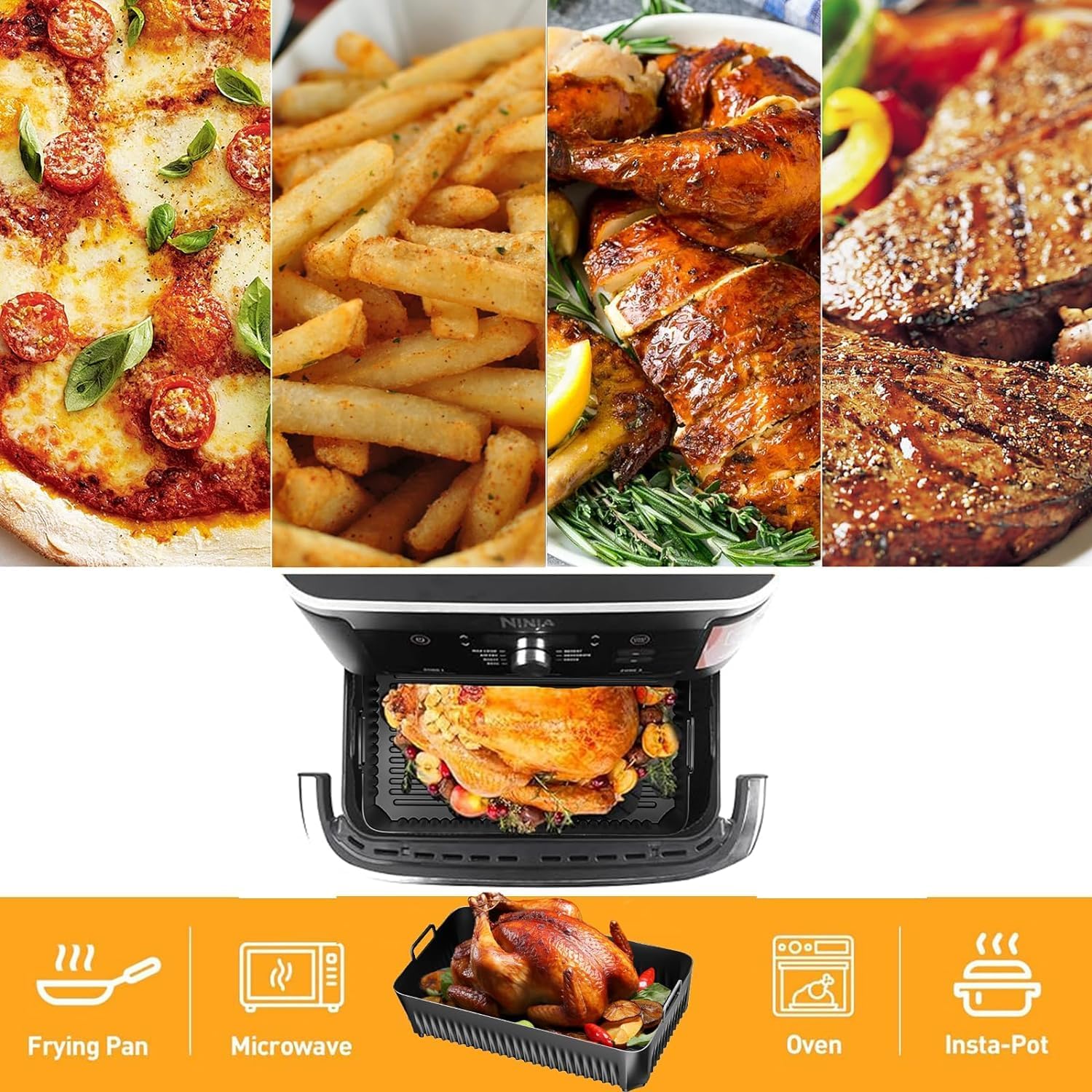 Moule silicone air fryer compatible Ninja Foodi Flex, 10,4L, résistant, AF500EU