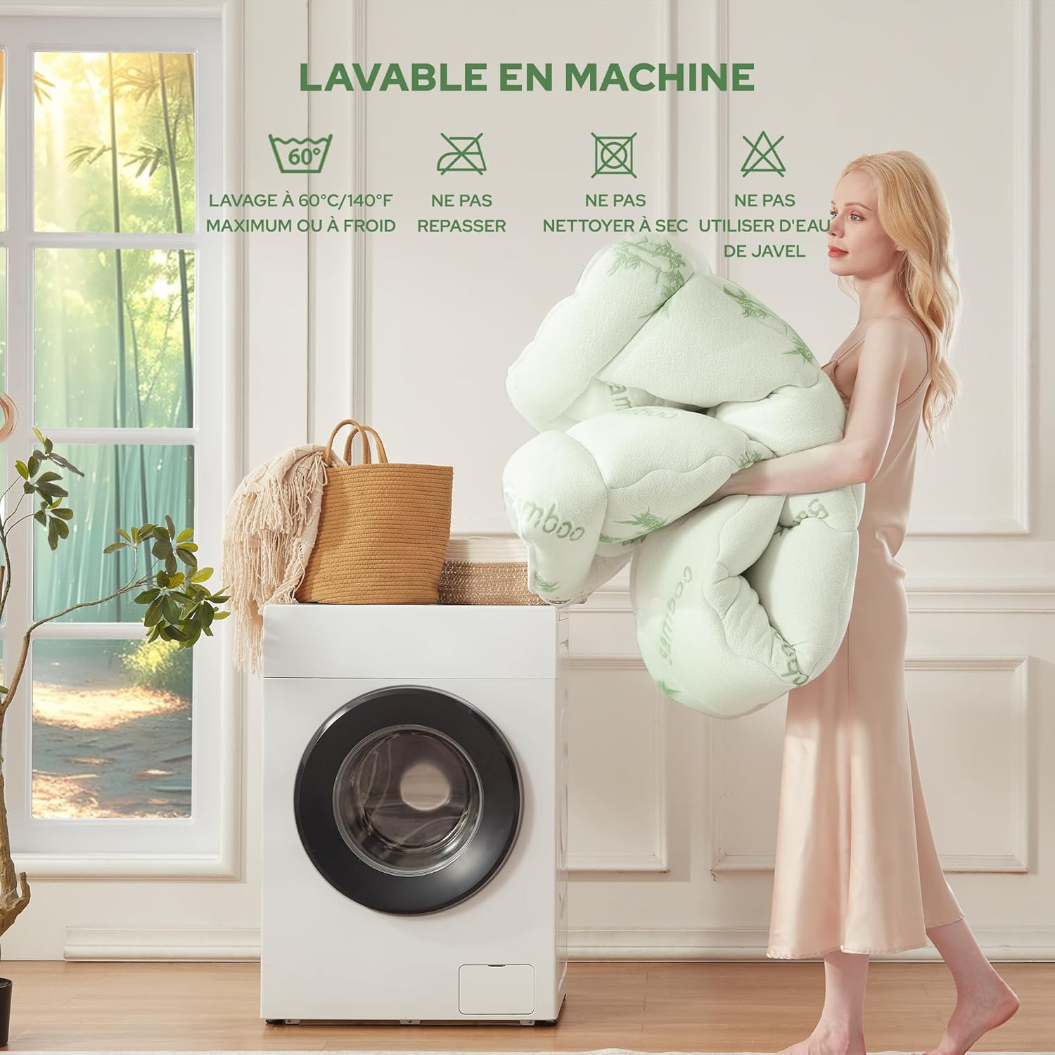 BEDLORE - surmatelas matelassé - 180x200 cm - viscose bambou, bonnet 40 cm, Oeko-Tex