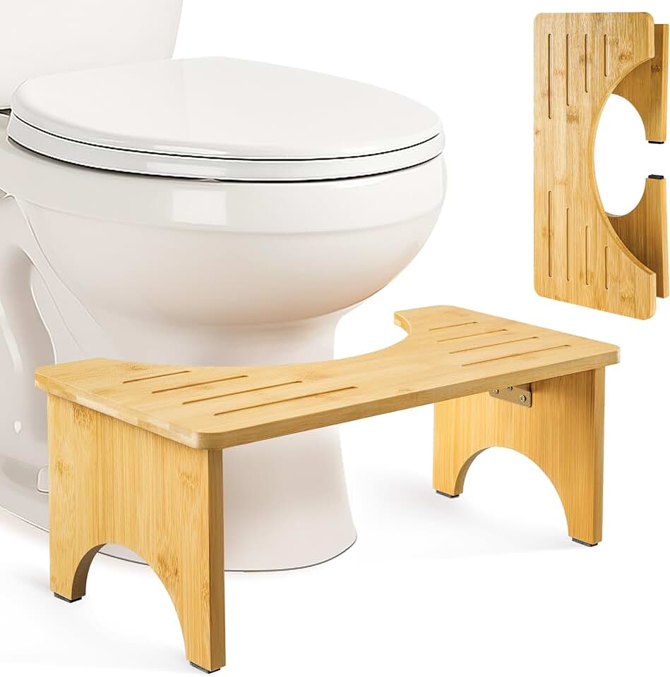 Tabouret Toilette - Bamboo pliable - dimensions compactes - ergonomique, soulage hémorroïdes, constipation et ballonneme