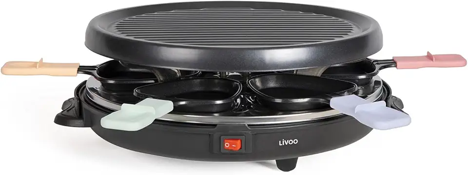 Appareil à raclette 6 personnes - 800W - surface antiadhésive - DOC207P