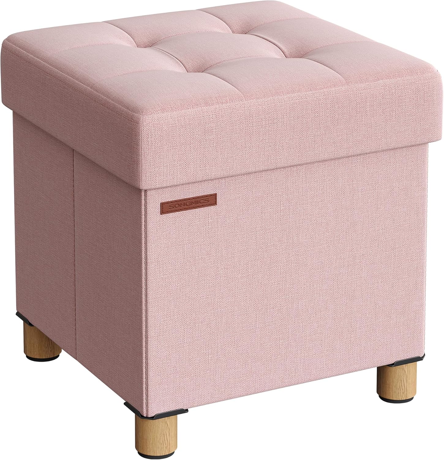 SONGMICS - tabouret pliable 38x38x40 cm, repose-pieds, 300 kg, rangement, Rose Bonbon LSF014P11