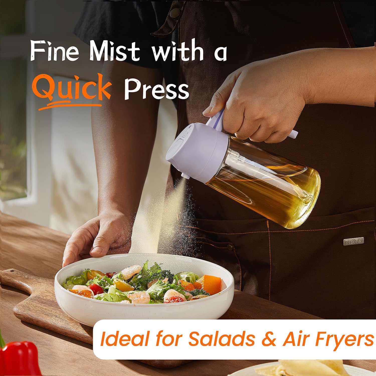 TrendPlain - Spray Huile Cuisine 470ml - vaporisateur 2-en-1 pervenche