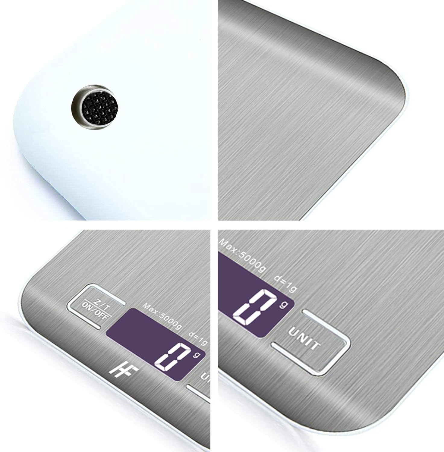 HomeFashion - balance cuisine électronique - 5kg/1g - LCD, tare, inox, piles incluses