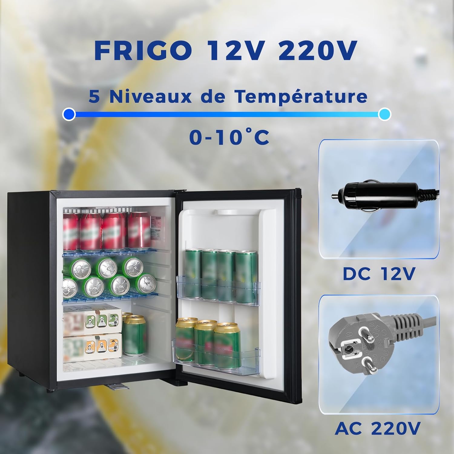 Smad - Frigo camping-car 40L - 12V/220V, serrure, noir