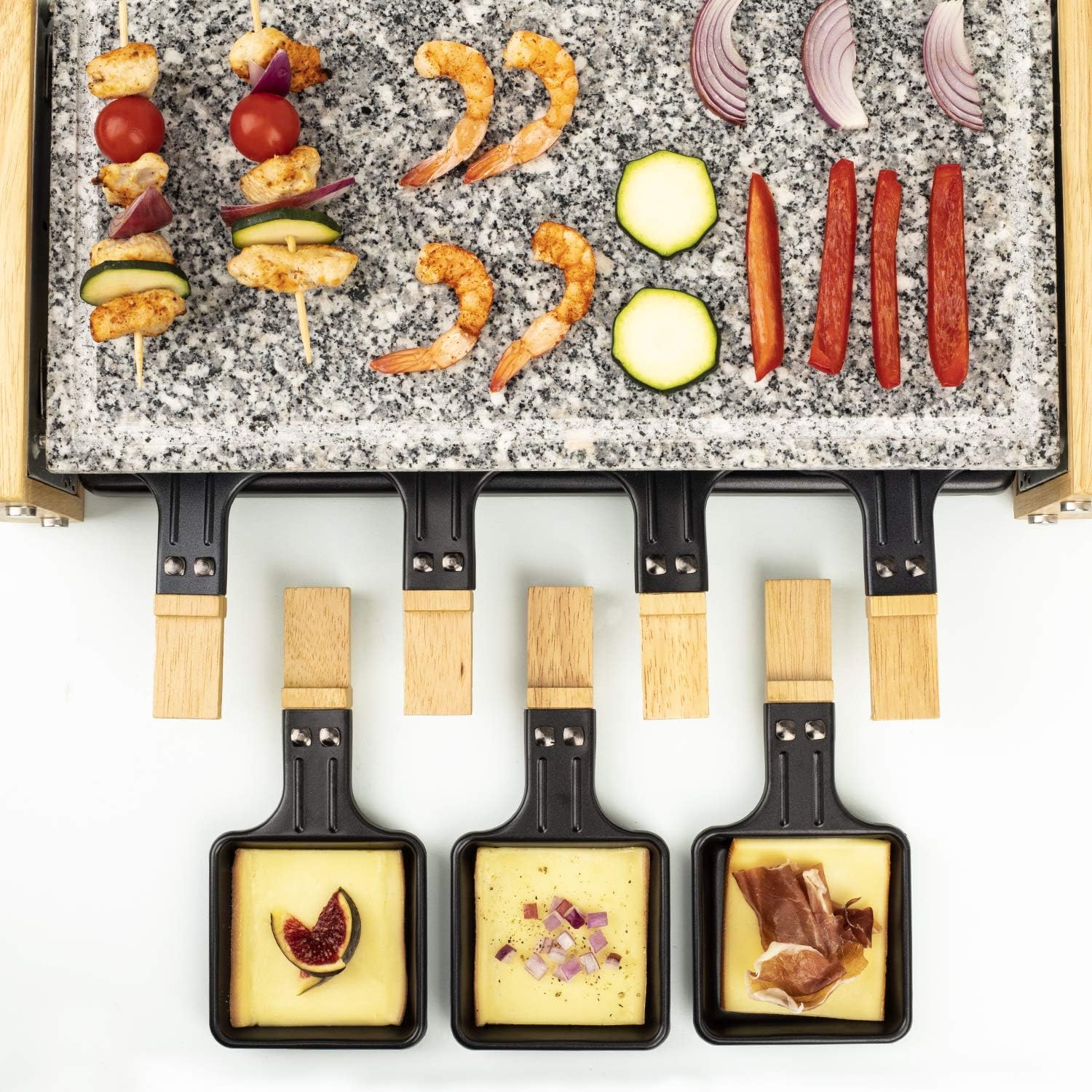 H.Koenig - WOD8 - appareil raclette 8 pers, pierre granit, bois naturel