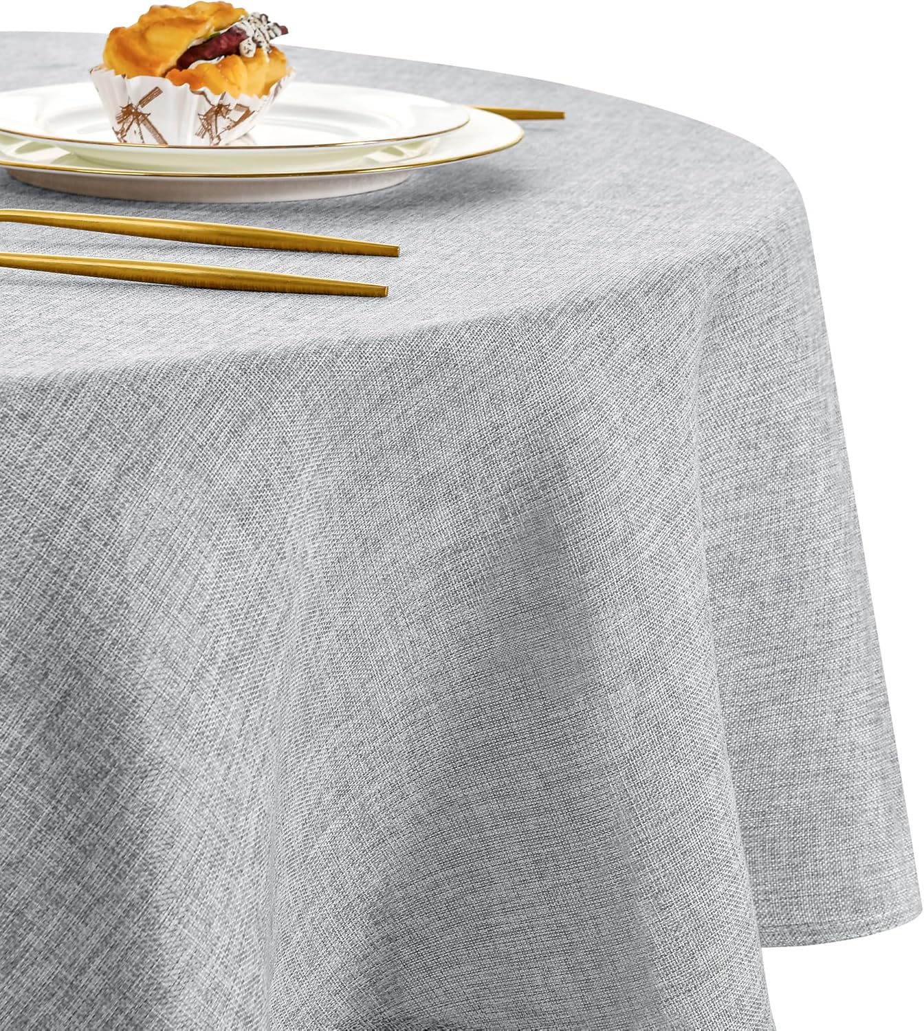 DWCN - nappe ronde effet lin 180 cm - imperméable, anti-tache