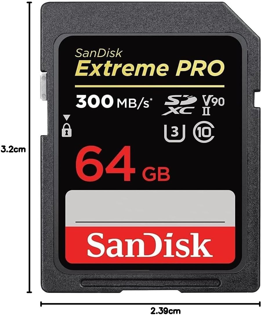 SanDisk - Extreme PRO SDXC 64 Go - UHS-II, V90, 300 Mo/s, 4K/8K - SDSDXDK-064G-GN4IN