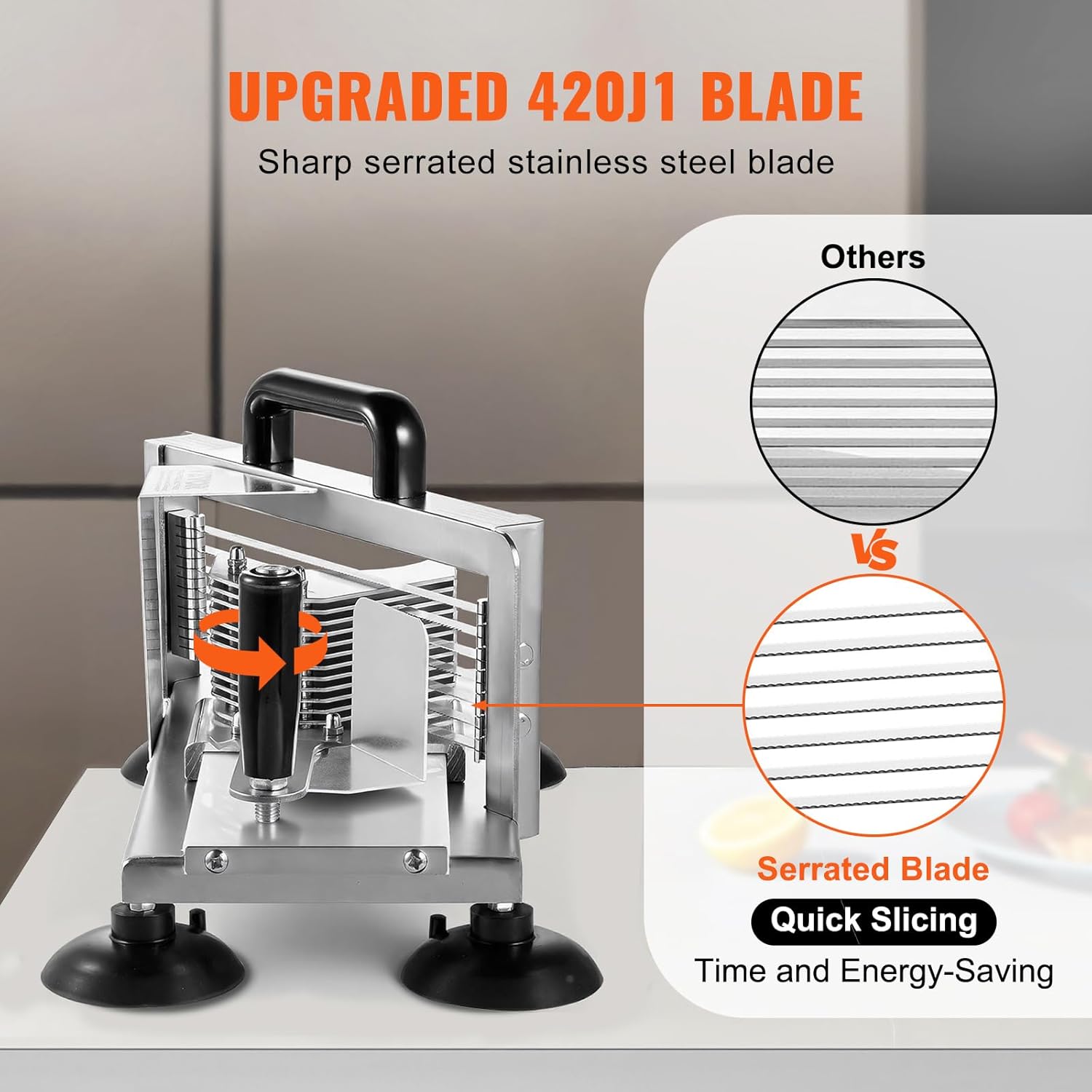 VEVOR - Coupe-tomates inox 9,5mm - pieds antidérapants robustes