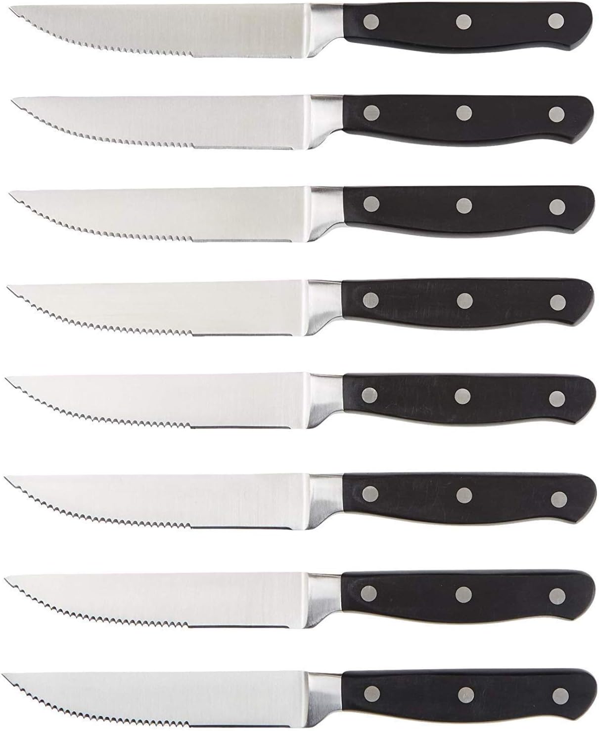 Amazon Basics - Set steak 8 pièces - Lames dentelées ergonomiques acier