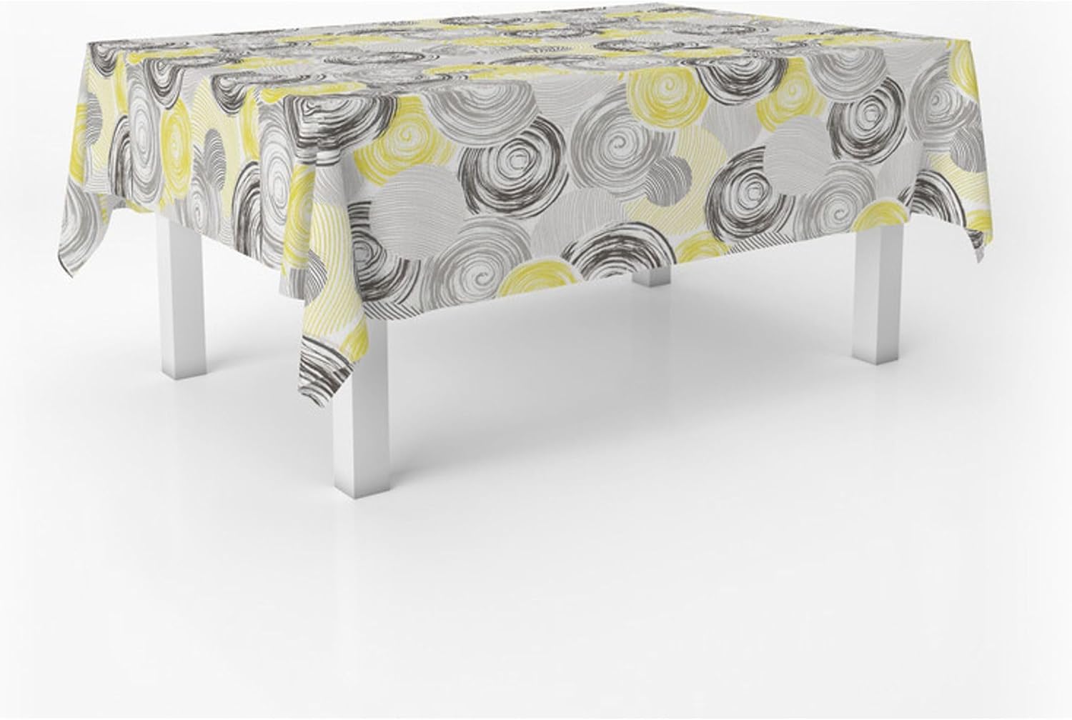 Nappe en toile cirée - rectangulaire - 100x140 cm - anti-taches, imperméable, facile d'entretien, motif cercle jaune