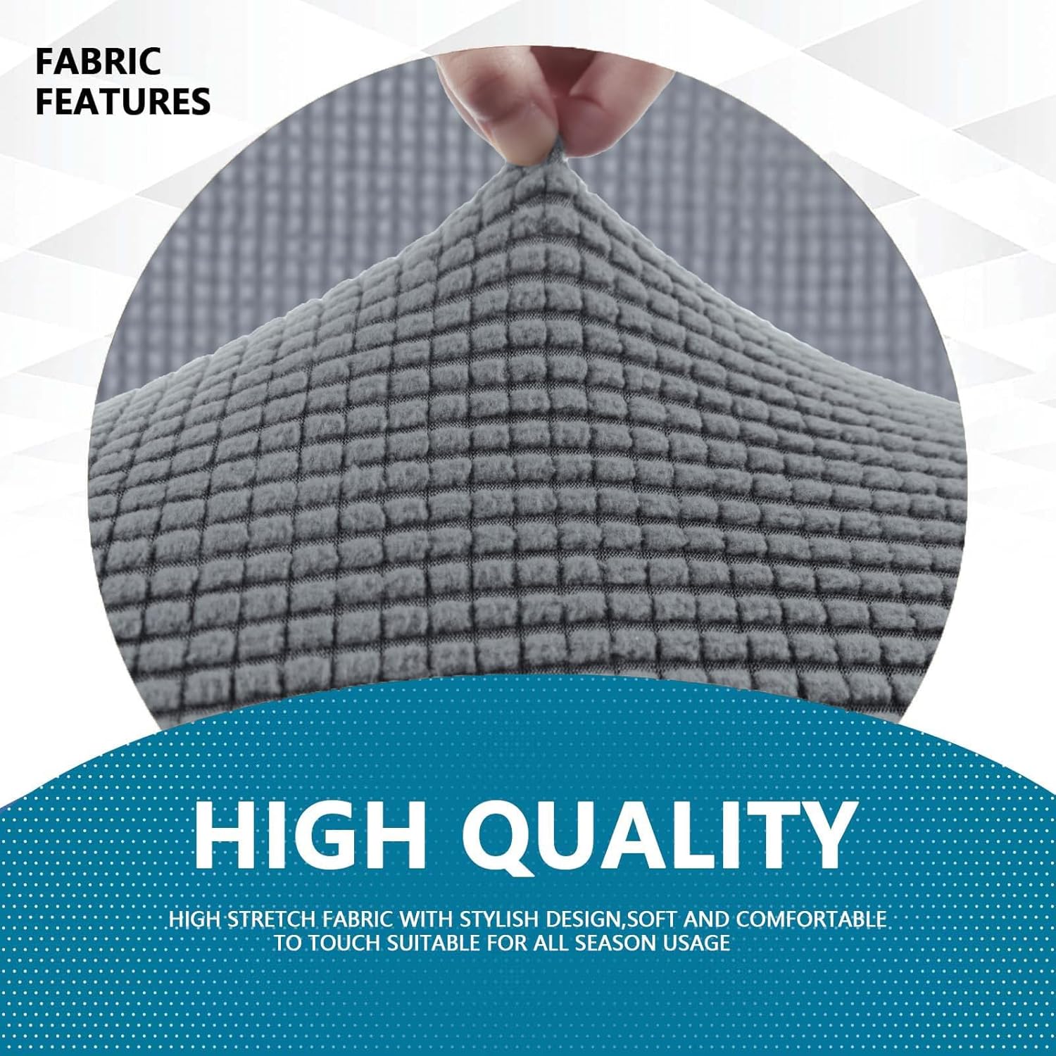 Housse canapé 4 places extensible, antidérapante, lavable, gris clair