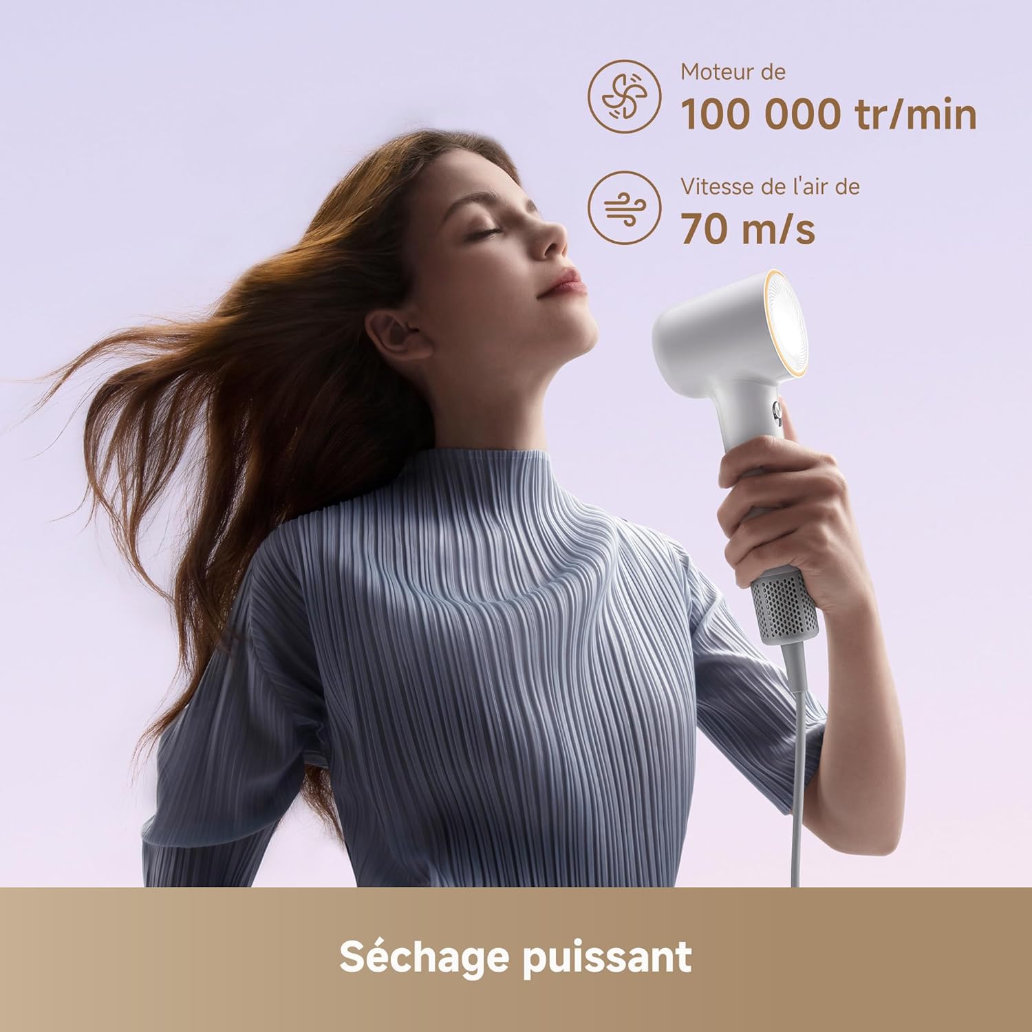 Dreame - Mini Sèche-Cheveux - 270g - Moteur 100000 tr/min, ions, 5 modes