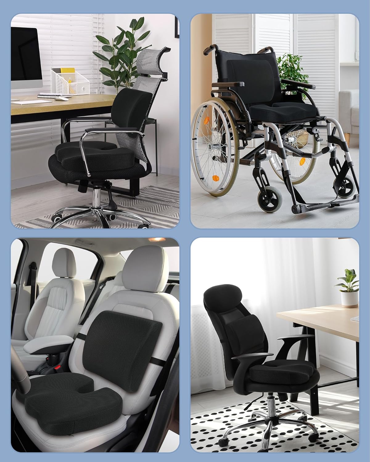 Feagar - Coussin Coccyx Orthopédique - mémoire de forme, ergonomique, antidérapant, 45x35cm