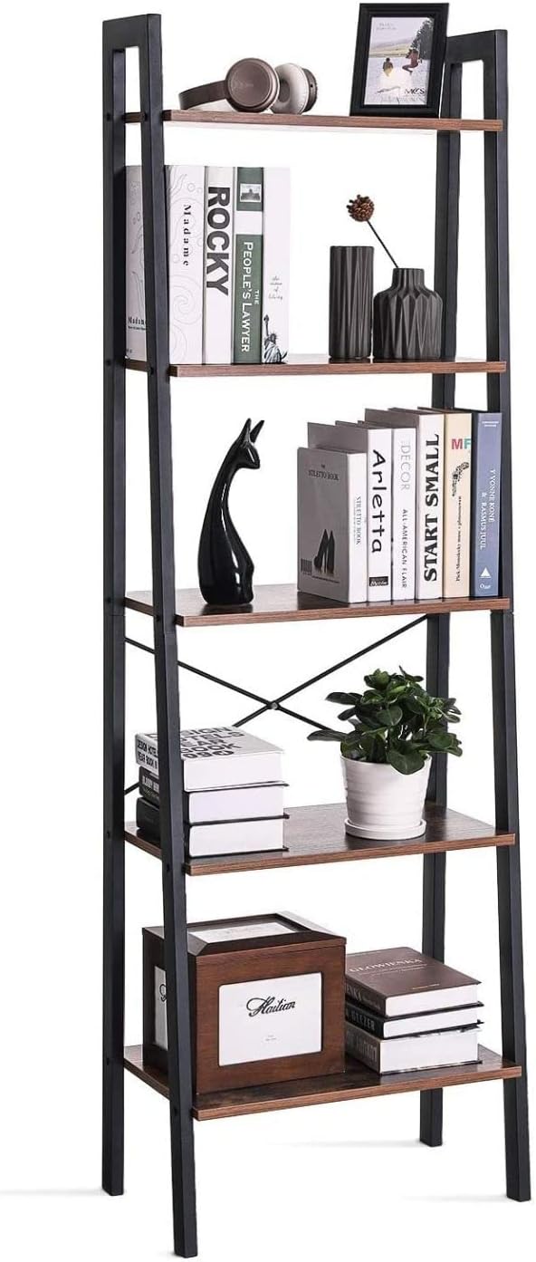 VASAGLE - étagère échelle industrielle 5 niveaux - acier/marron - LLS45X