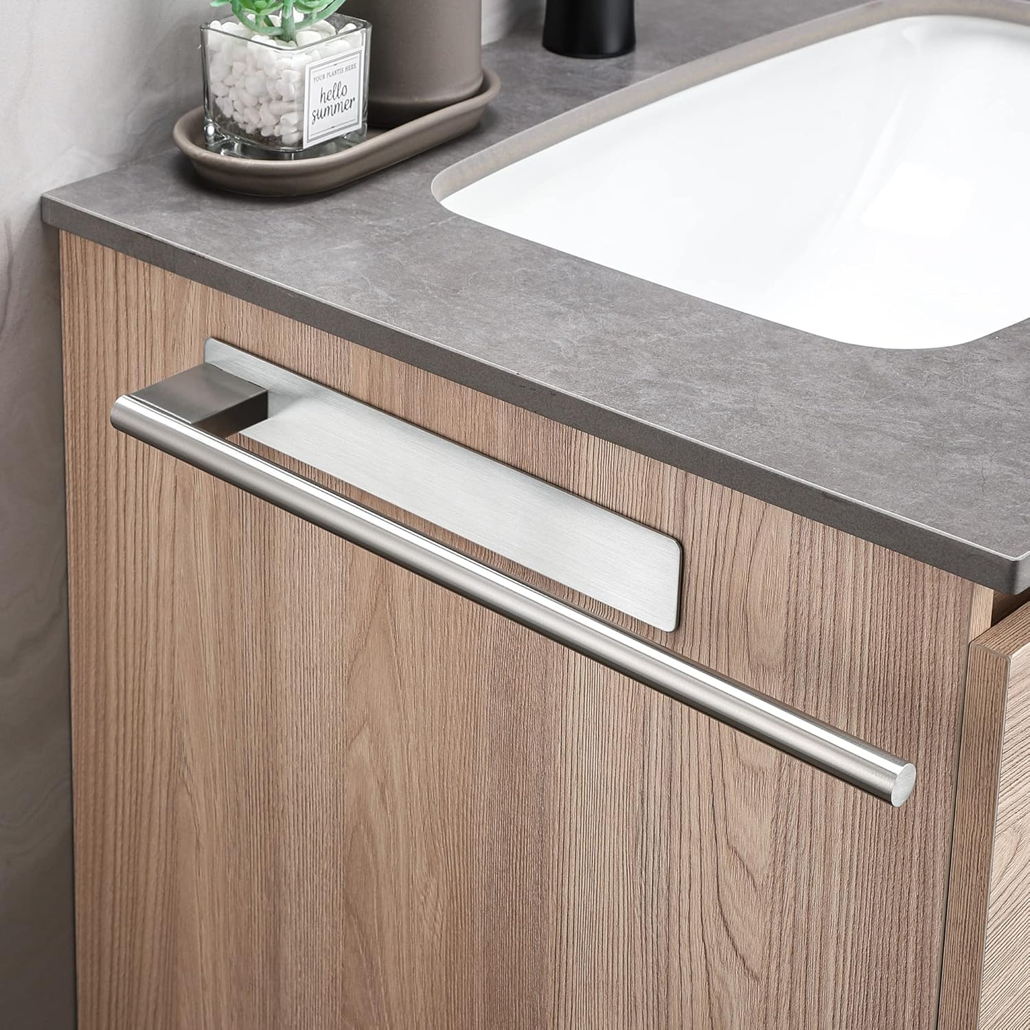 Porte-serviettes mural - inox 304, adhésif, 1 bras, argent brossé, salle de bain/cuisine