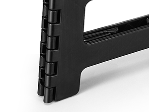 Support en plastique ou en métal noir avec plusieurs segments articulés, illustré sur fond blanc sur une photographie de produit en gros plan