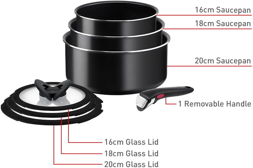 Tefal - Ingenio Easy On - 7pcs 16/18/20cm - poignées amovibles, empilable, L1599602