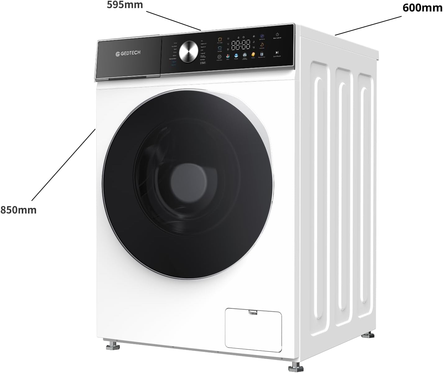 GEDTECH - lave-linge frontal 12kg, 1400tr/mn, LED, éco GLLPS121400WH