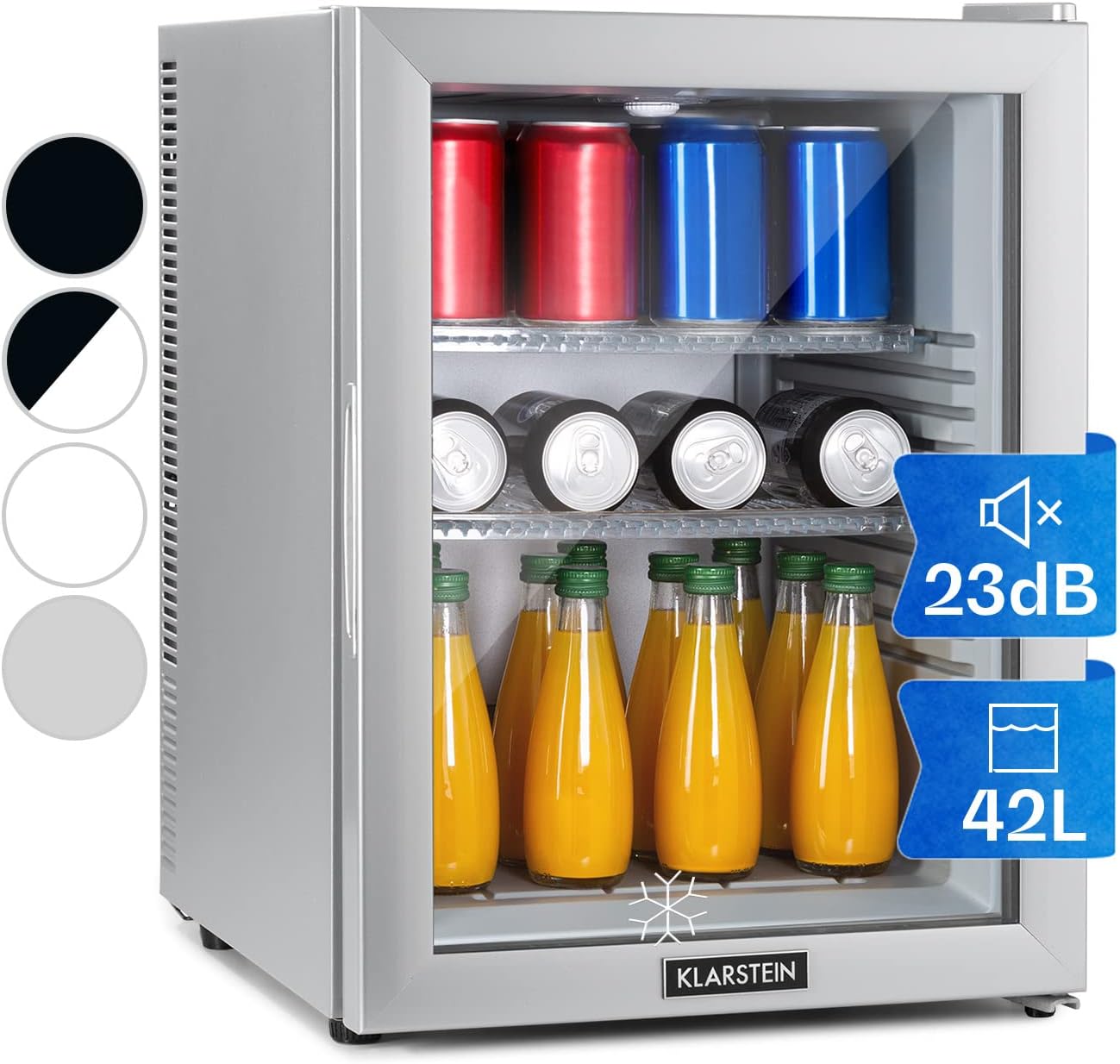 Klarstein - Mini Frigo 42L, silencieux, étagères réglables, 12-18°C